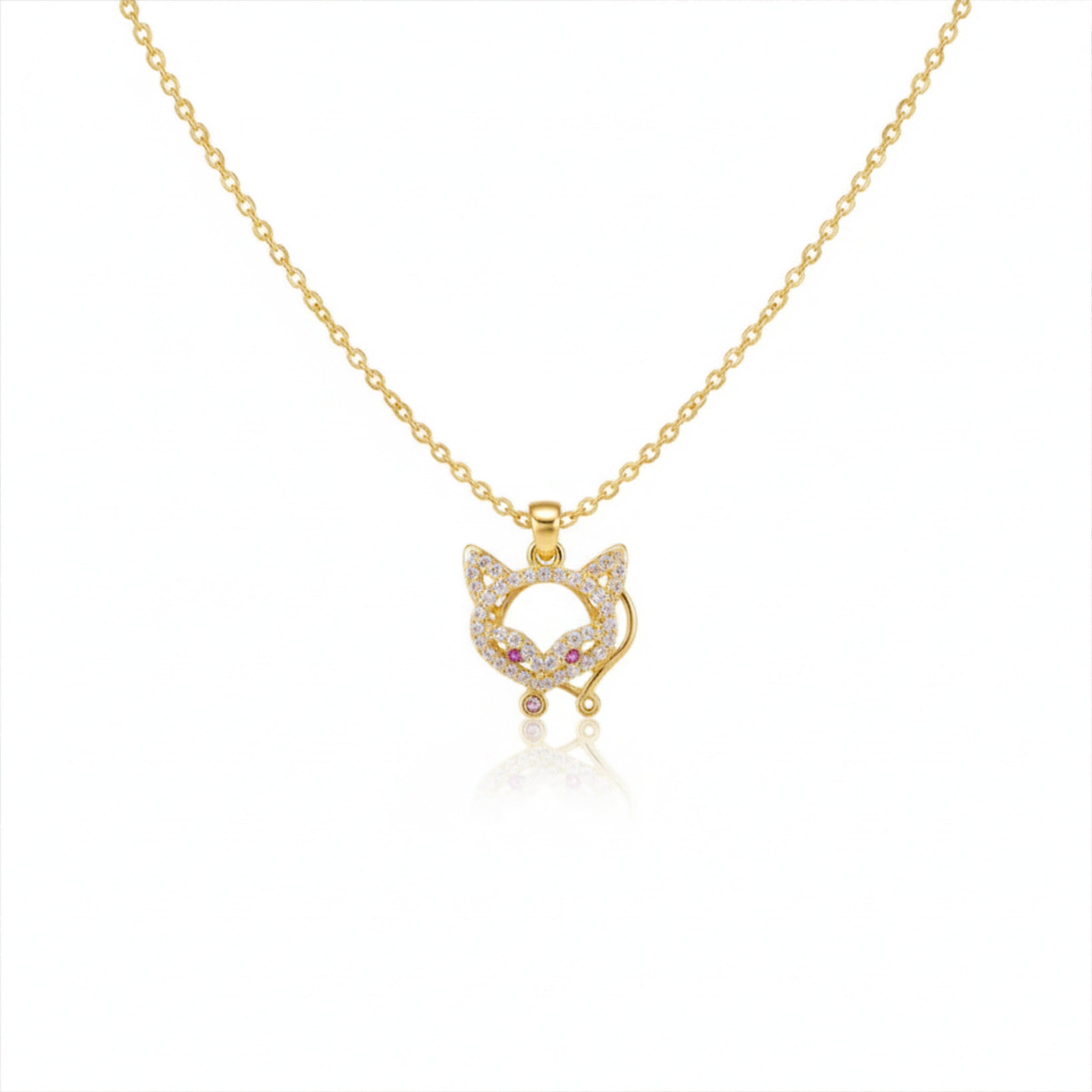 Dazzling Gold-Toned Fox Locket Women Link Set GWN -122