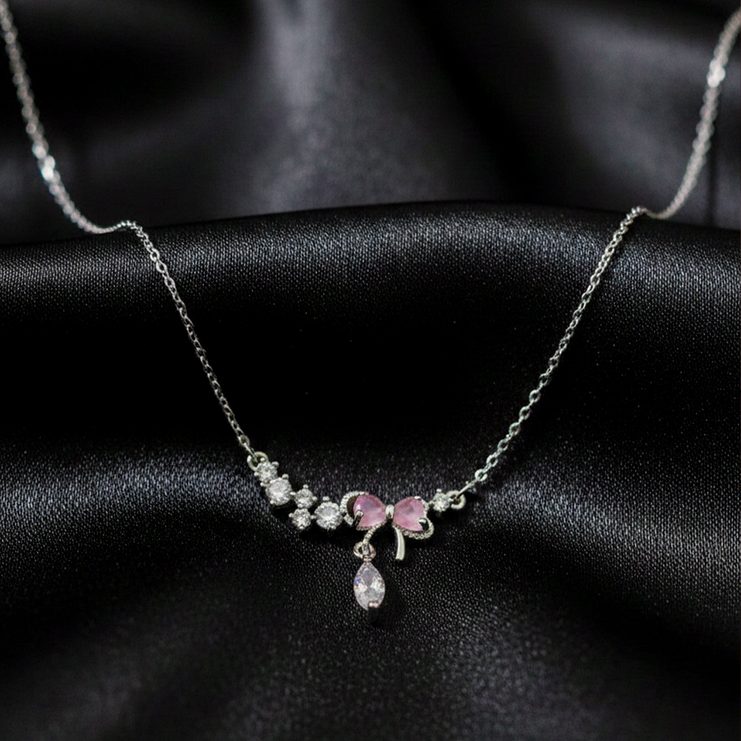 Women Necklace Silver-Tone Dainty Floral Silver jewellery - Finora Jewels