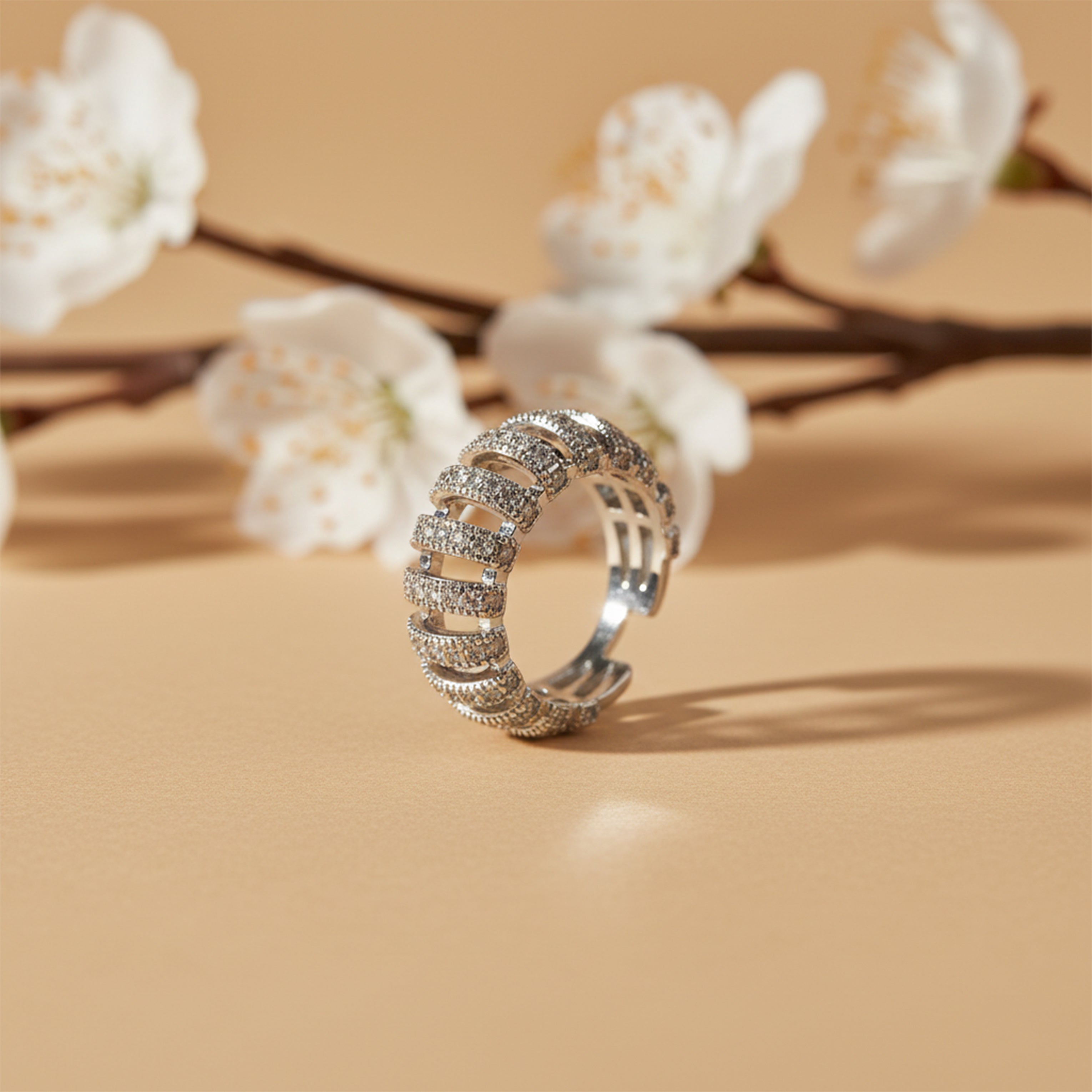 Silver Cubic Zirconia Wrap Band GMR -19