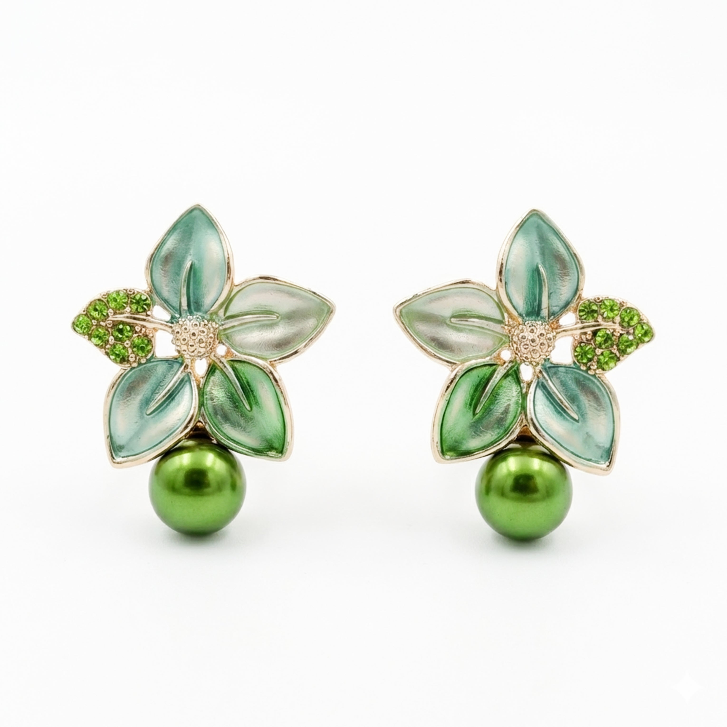 Women Stud Earrings Enamel Pearl Gold jewellery - Finora Jewels