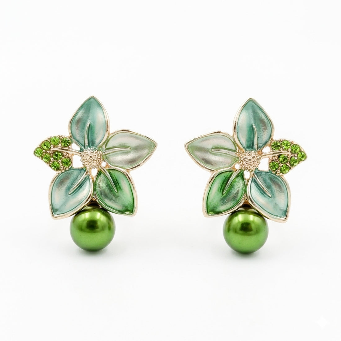 Women Stud Earrings Enamel Pearl Gold jewellery - Finora Jewels