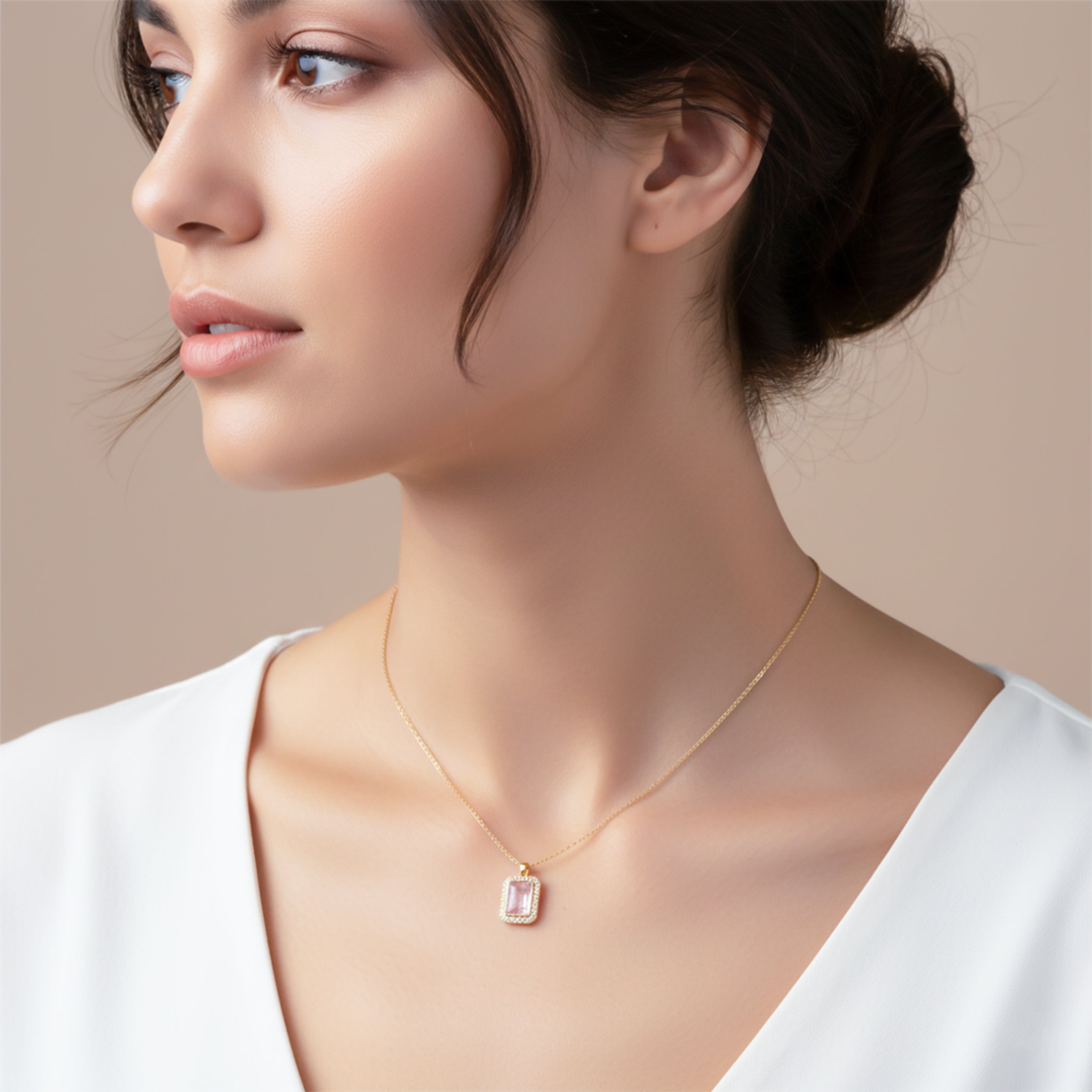 Rosette Oblong Encircled Locket Link Set GWN -152