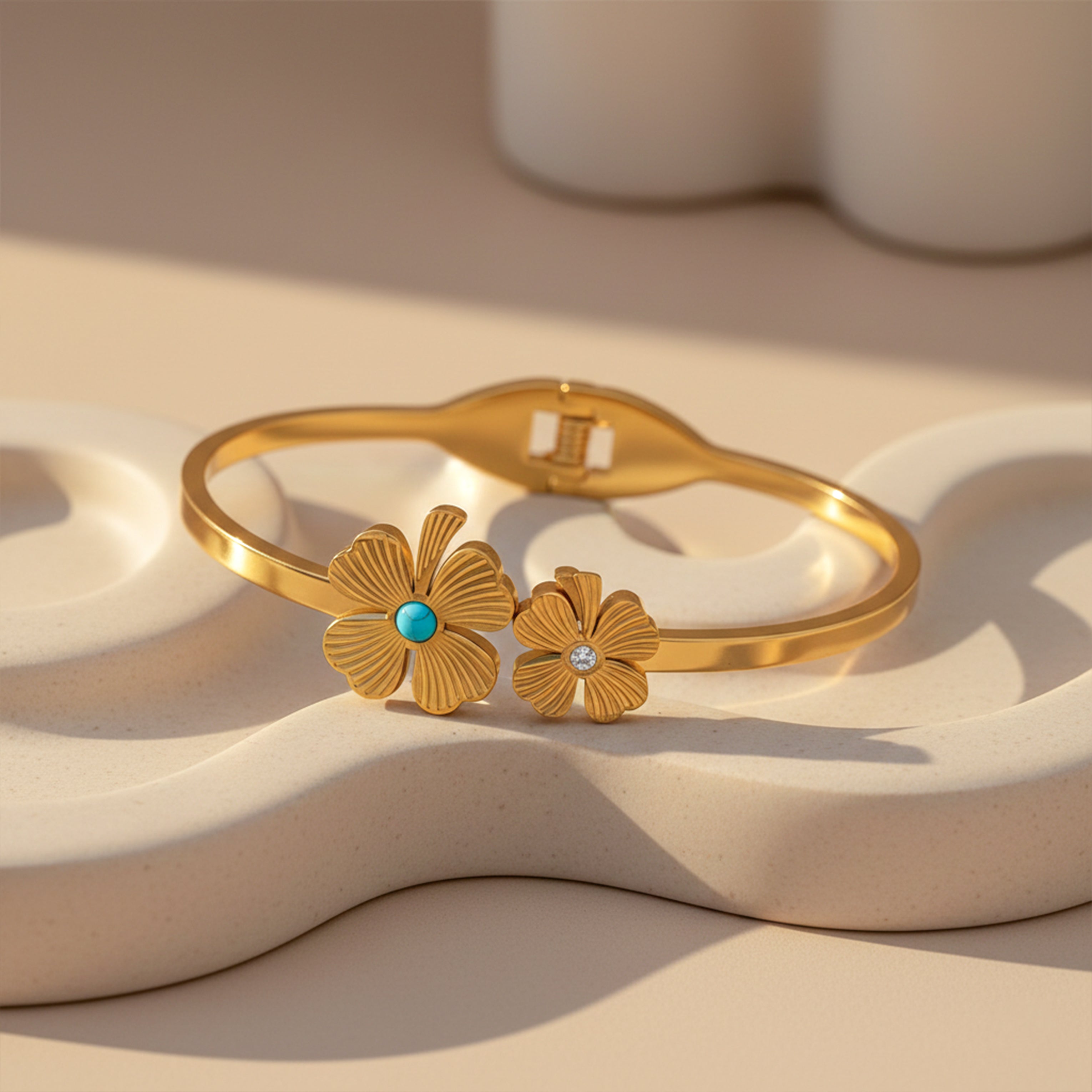 Gold-Toned Twin Bloom Accent Kangan GWK -24
