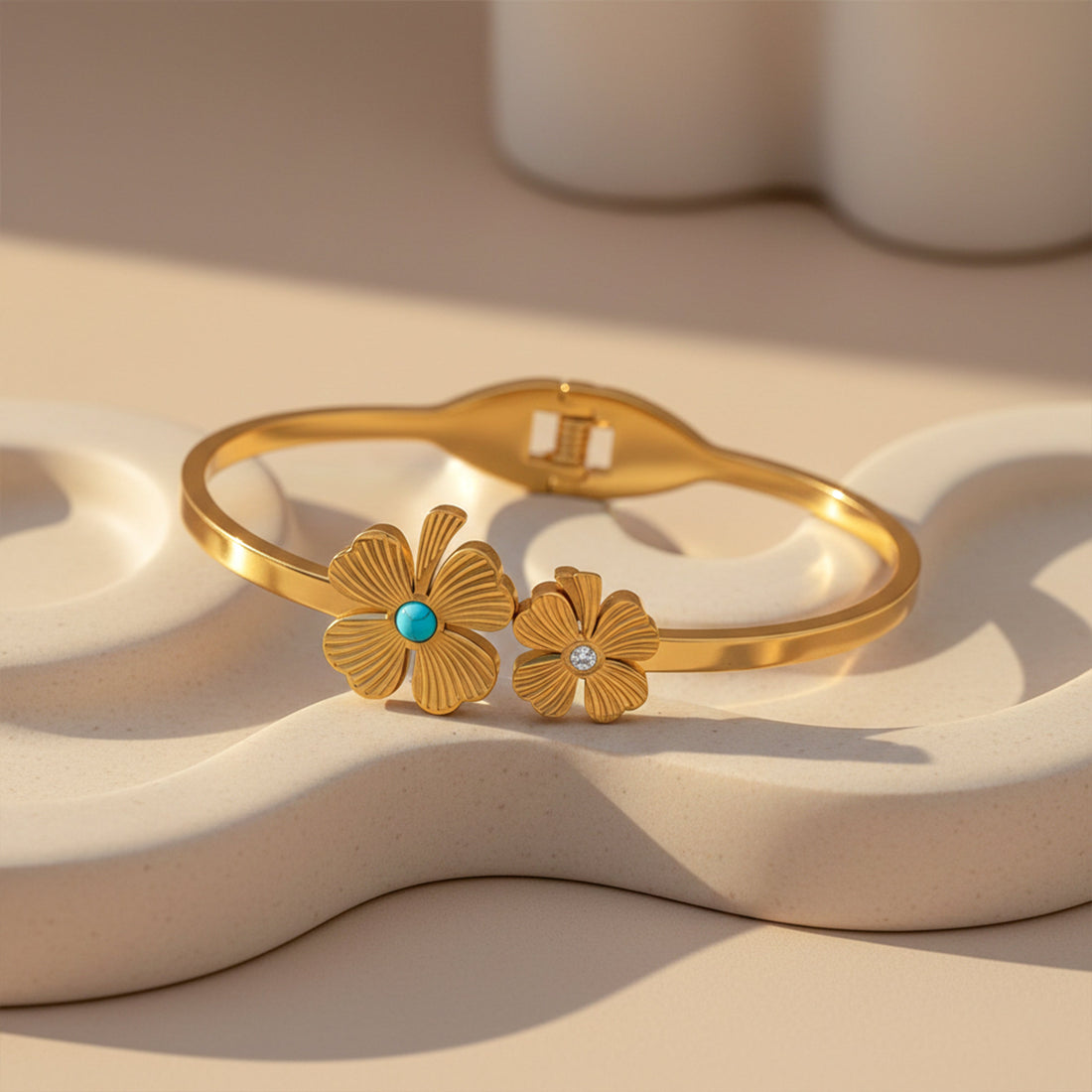 Gold-Toned Twin Bloom Accent Kangan GWK -24