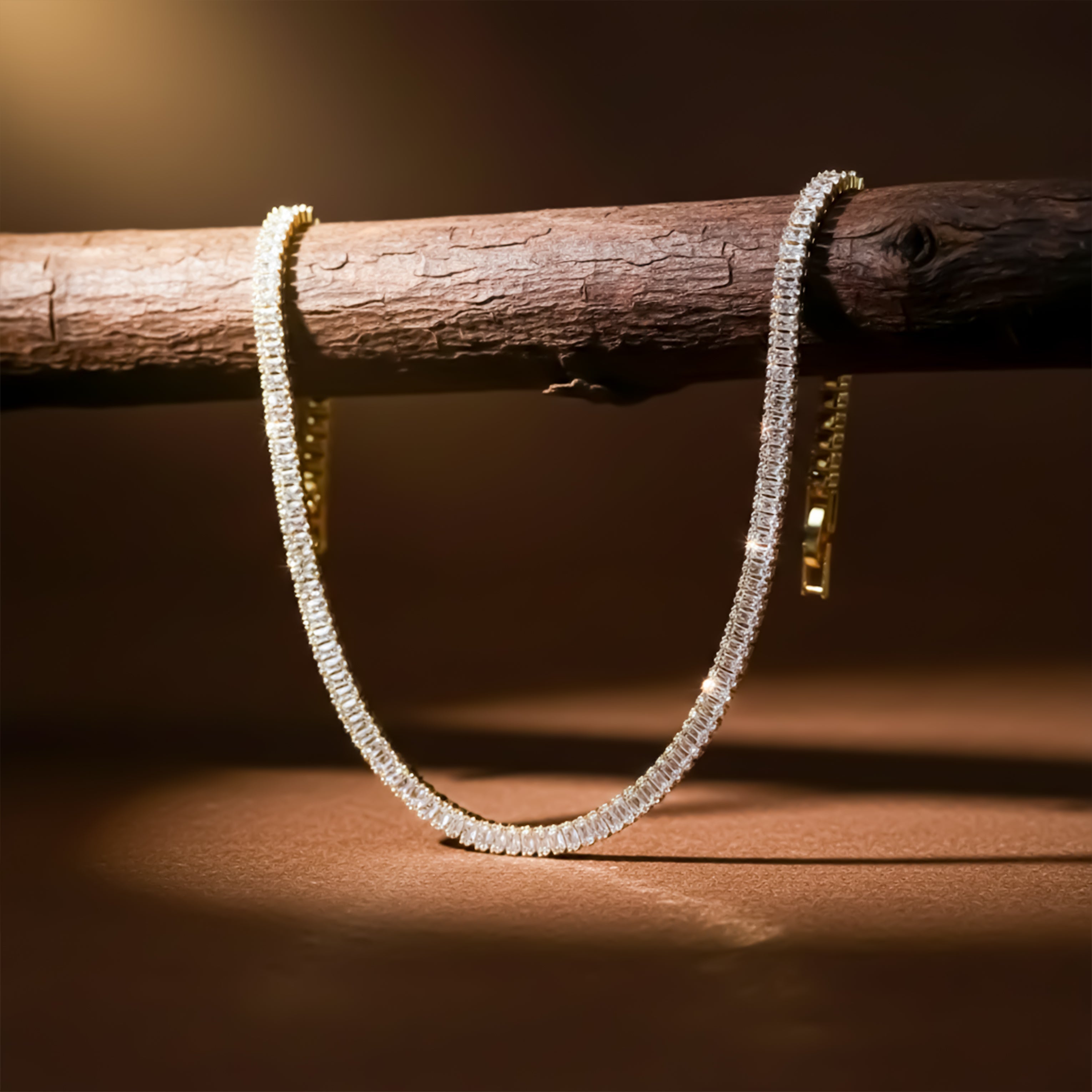 Gold Short Description Elegant Gold-plated Tennis Necklace for women - Finora Jewels