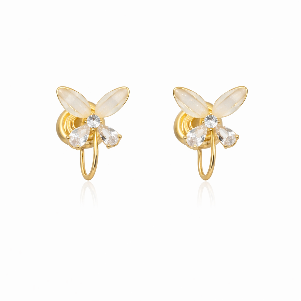 Gold-Toned Bloom Hoop Post Ear Studs GWE -101