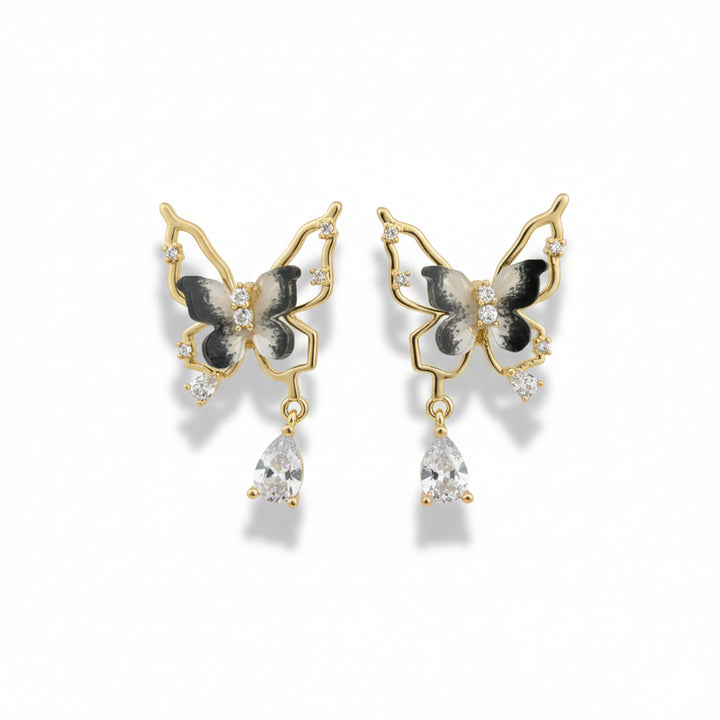 Papillon Cubic Zirconia Dangle Ear Studs GWE -144