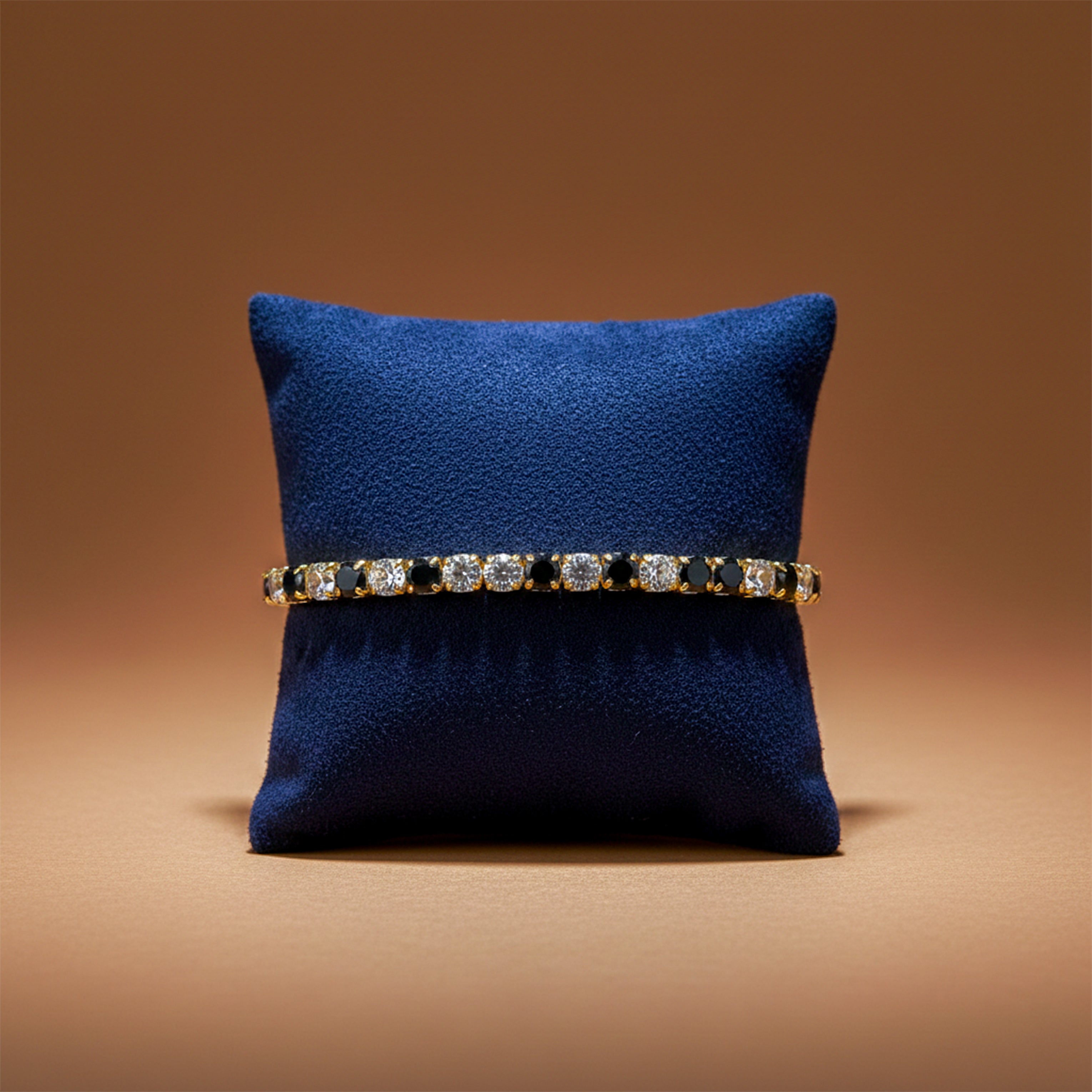 Gold Black & Ivory Zirconia Stone Line Kangan GWB -85