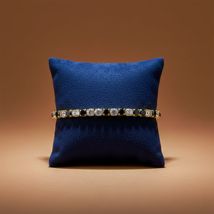 Gold Black & Ivory Zirconia Stone Line Kangan GWB -85