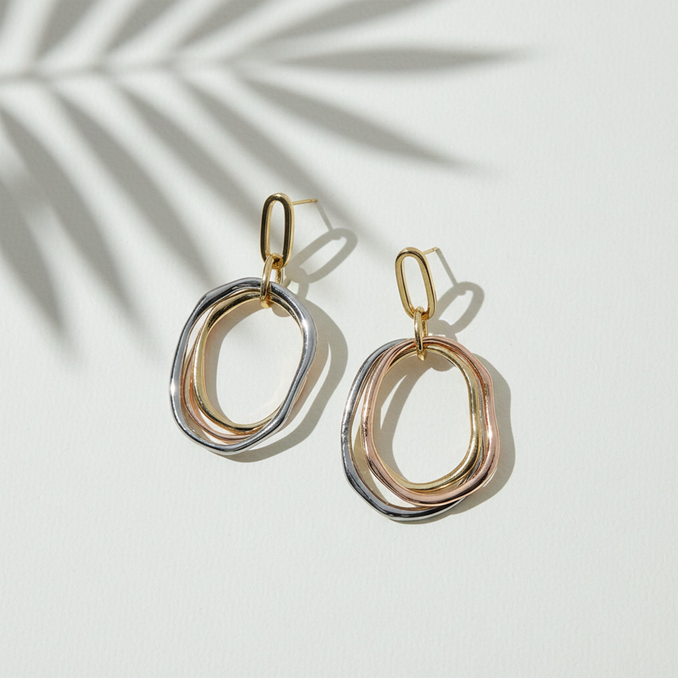Trinity Luxe Interlinked Drop Drop Earrings for women in Gold - Finora Jewels