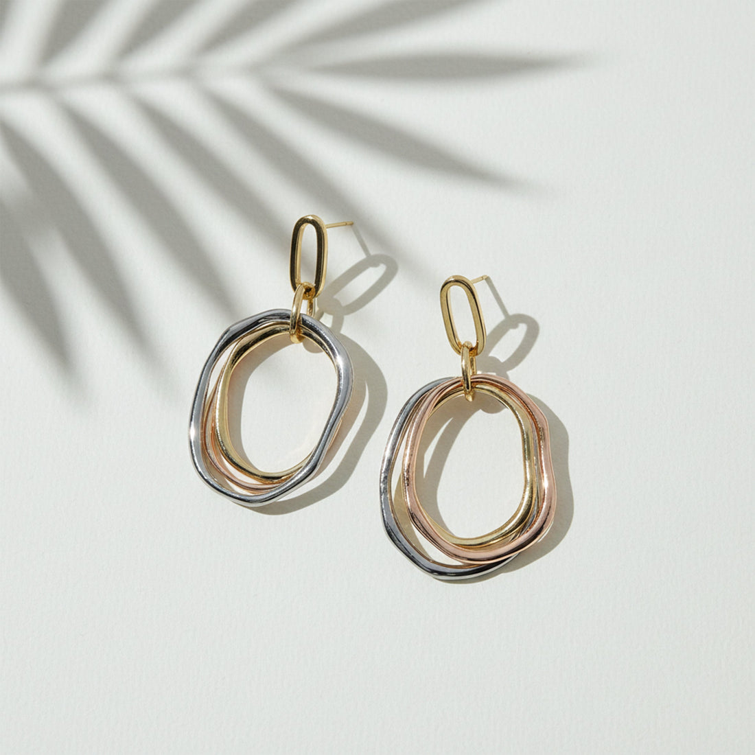 Trinity Luxe Interlinked Drop Drop Earrings for women in Gold - Finora Jewels