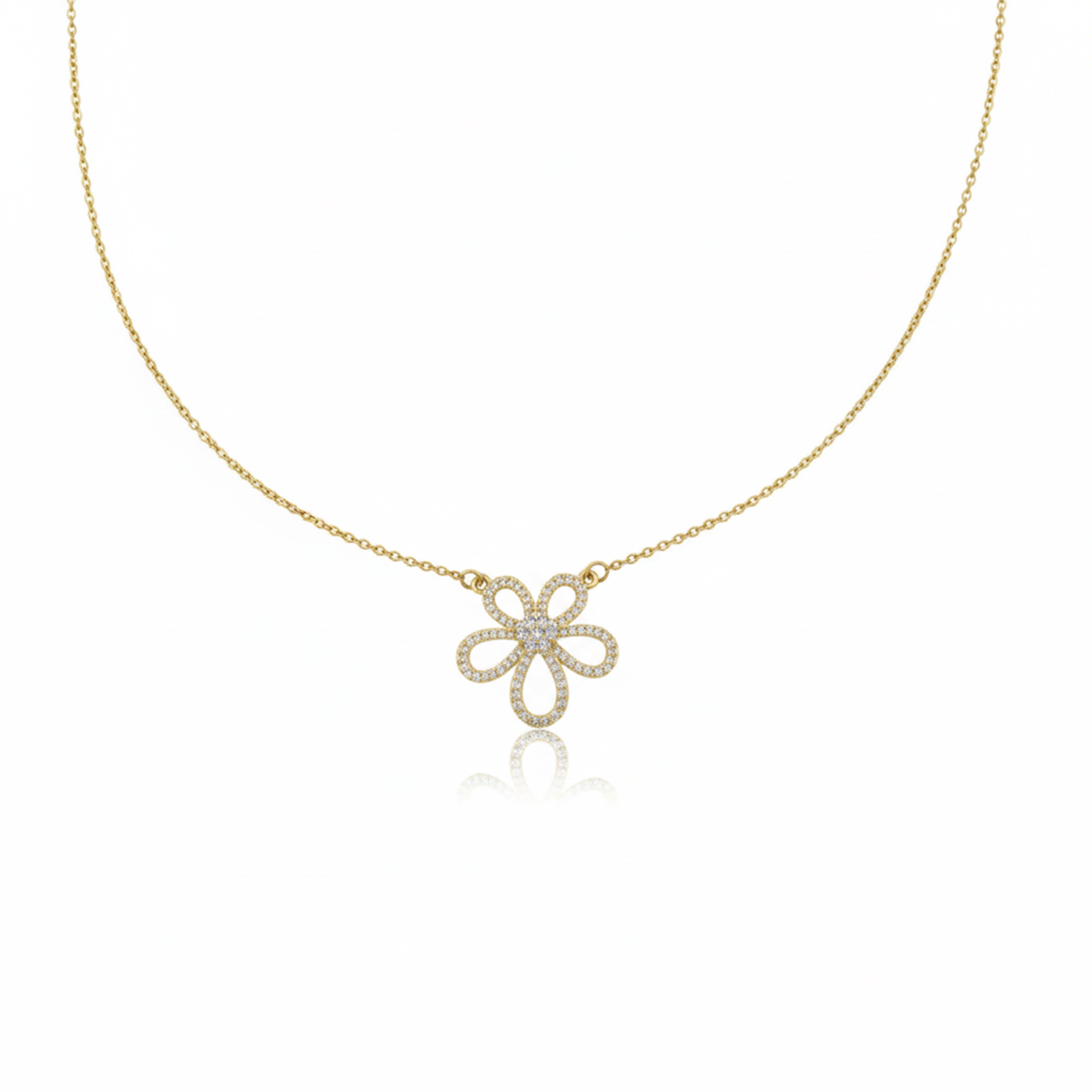 Gold Sunflower Zirconia Locket Link Set GWN -103