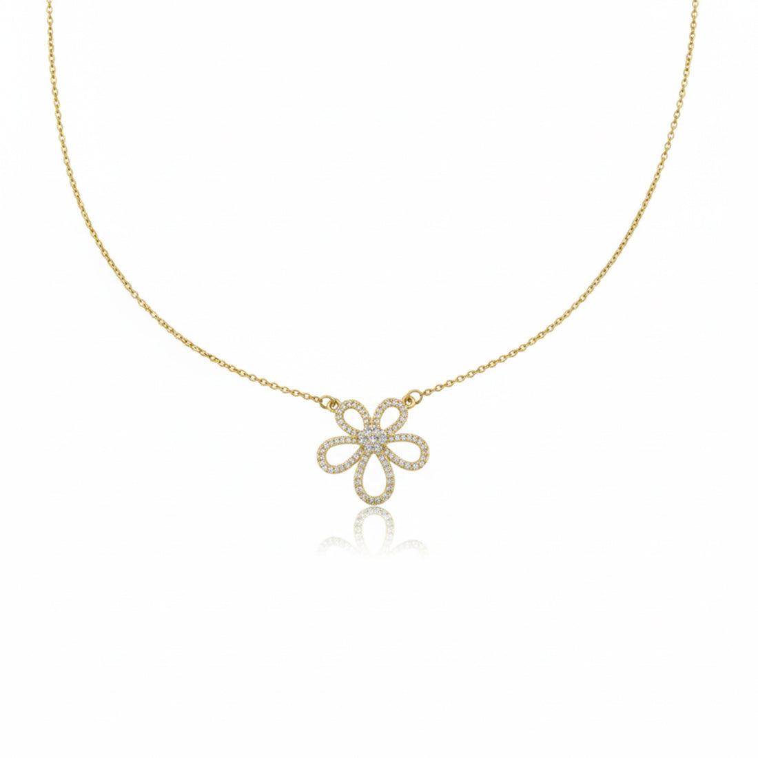 Gold Sunflower Zirconia Locket Link Set GWN -103