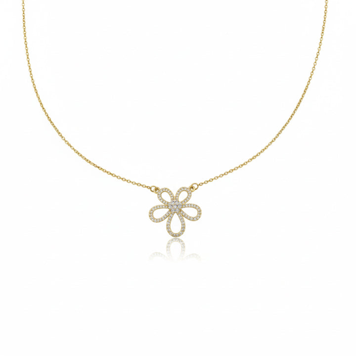 Gold Sunflower Zirconia Locket Link Set GWN -103