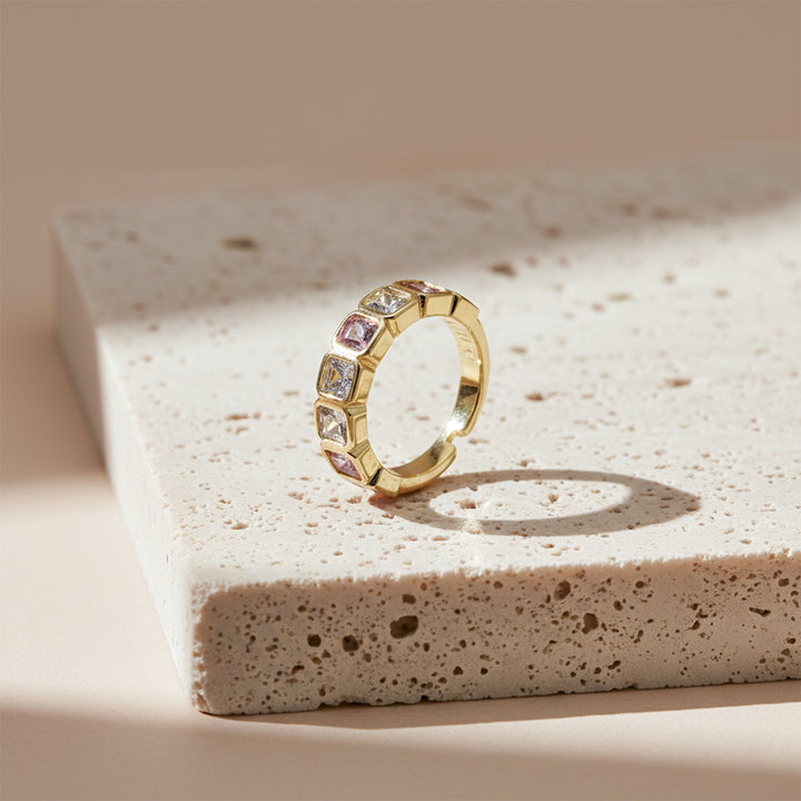 Pastel Square-Cut-Cut Cubic Zirconia Unclosed Band GWR -31