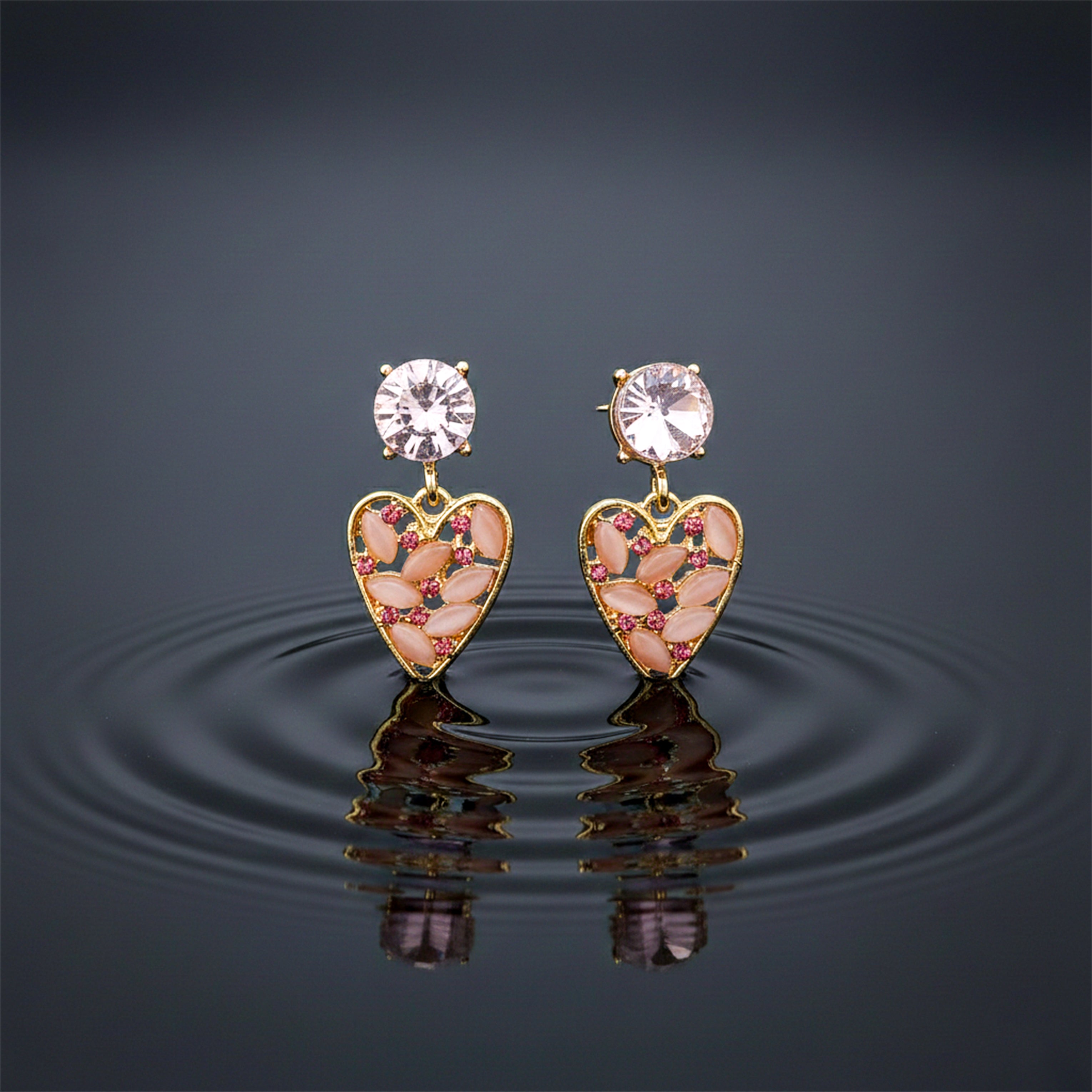 Gold Blush Heart Stud Earrings for women - Finora Jewels