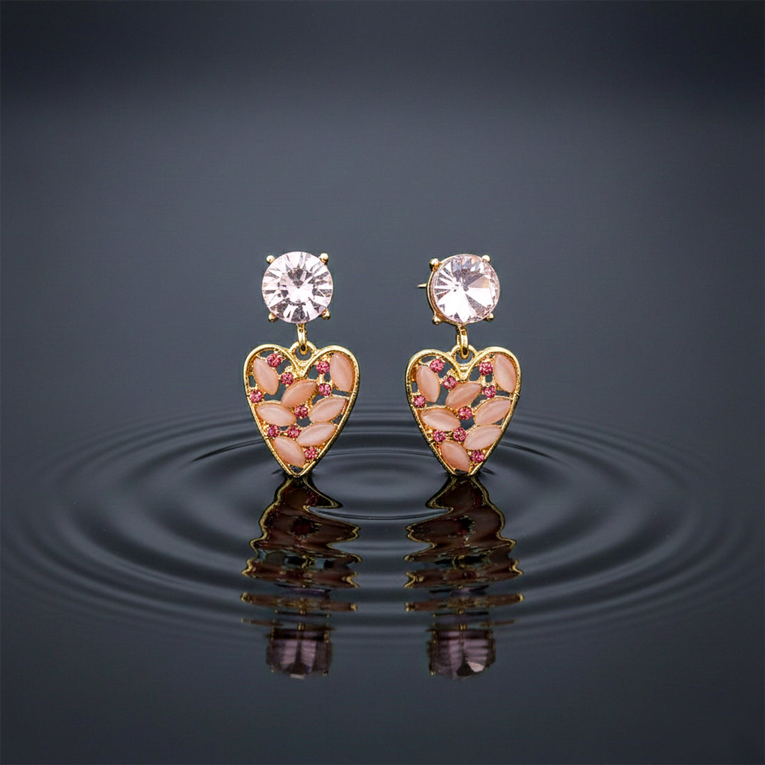 Gold Blush Heart Stud Earrings for women - Finora Jewels