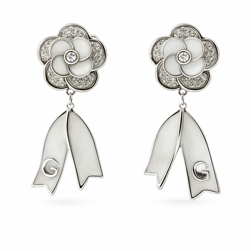 Silver Bloom Drop Stud Earrings for women - Finora Jewels