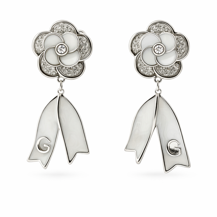 Silver Bloom Dangle Ear Studs GWE -65
