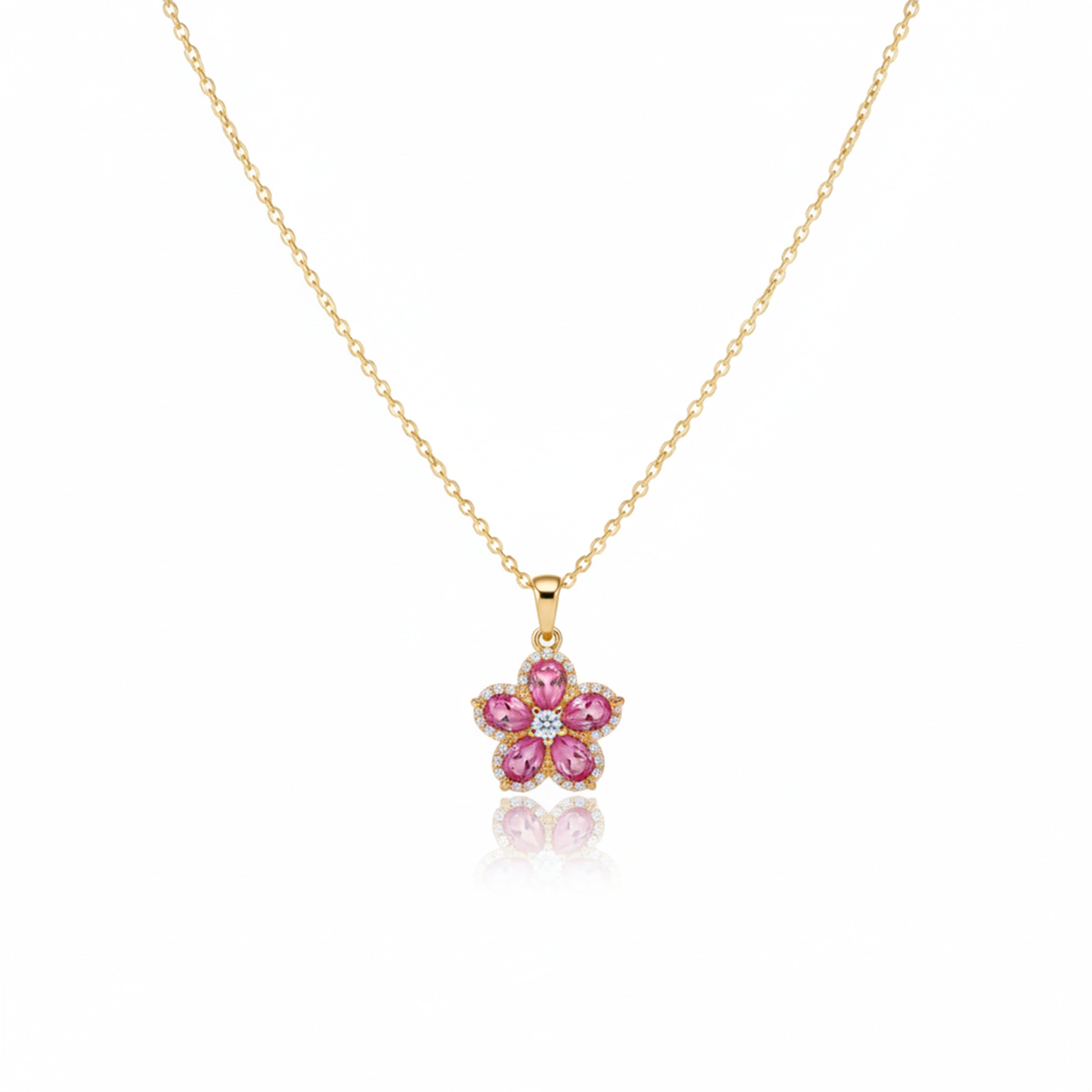 Rosette Foliage Cubic Zirconia Locket Women Link Set GWN -123