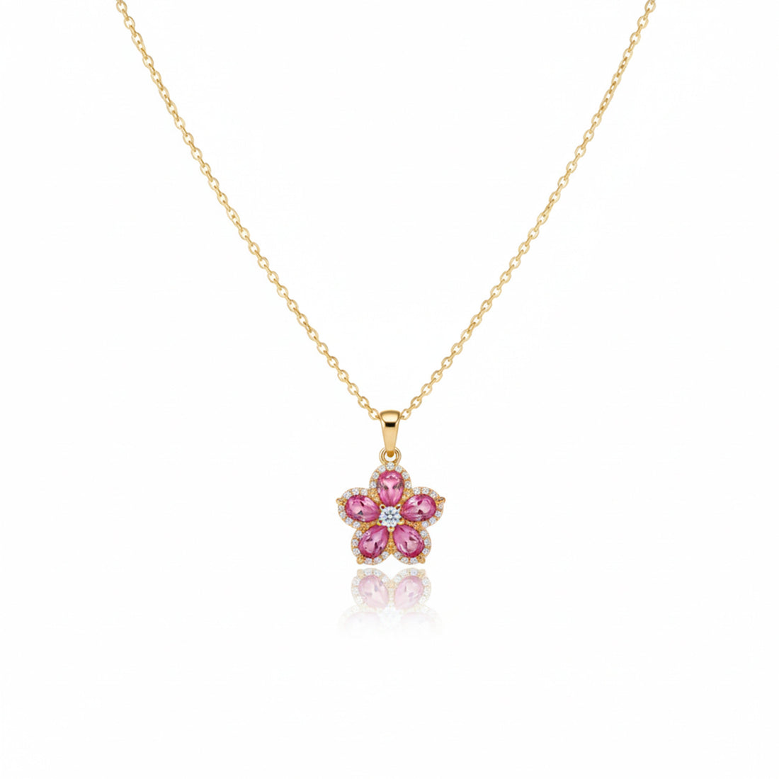 Rosette Foliage Cubic Zirconia Locket Women Link Set GWN -123