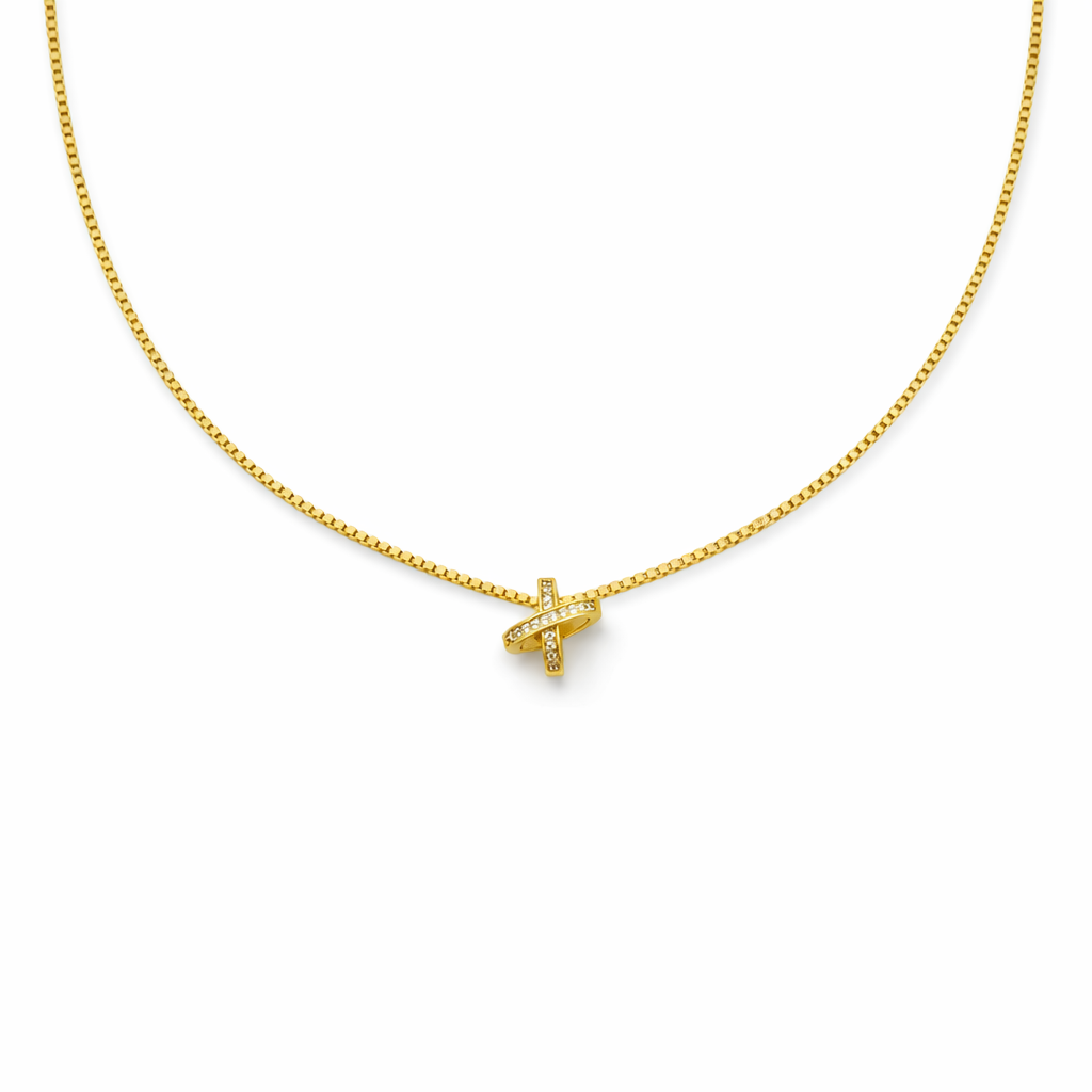 Gold-Toned Criss-Crucifix Spark Locket Link Set GWN -59
