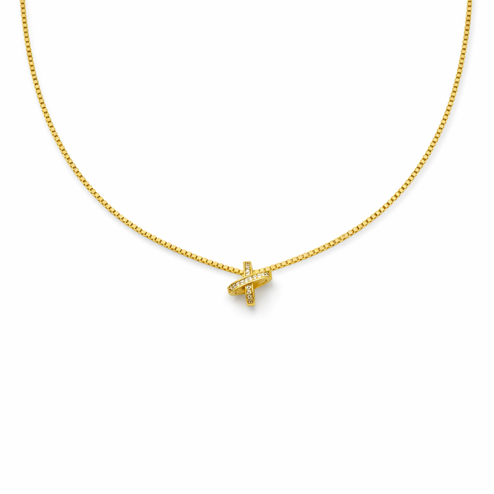 Gold-Toned Criss-Crucifix Spark Locket Link Set GWN -59