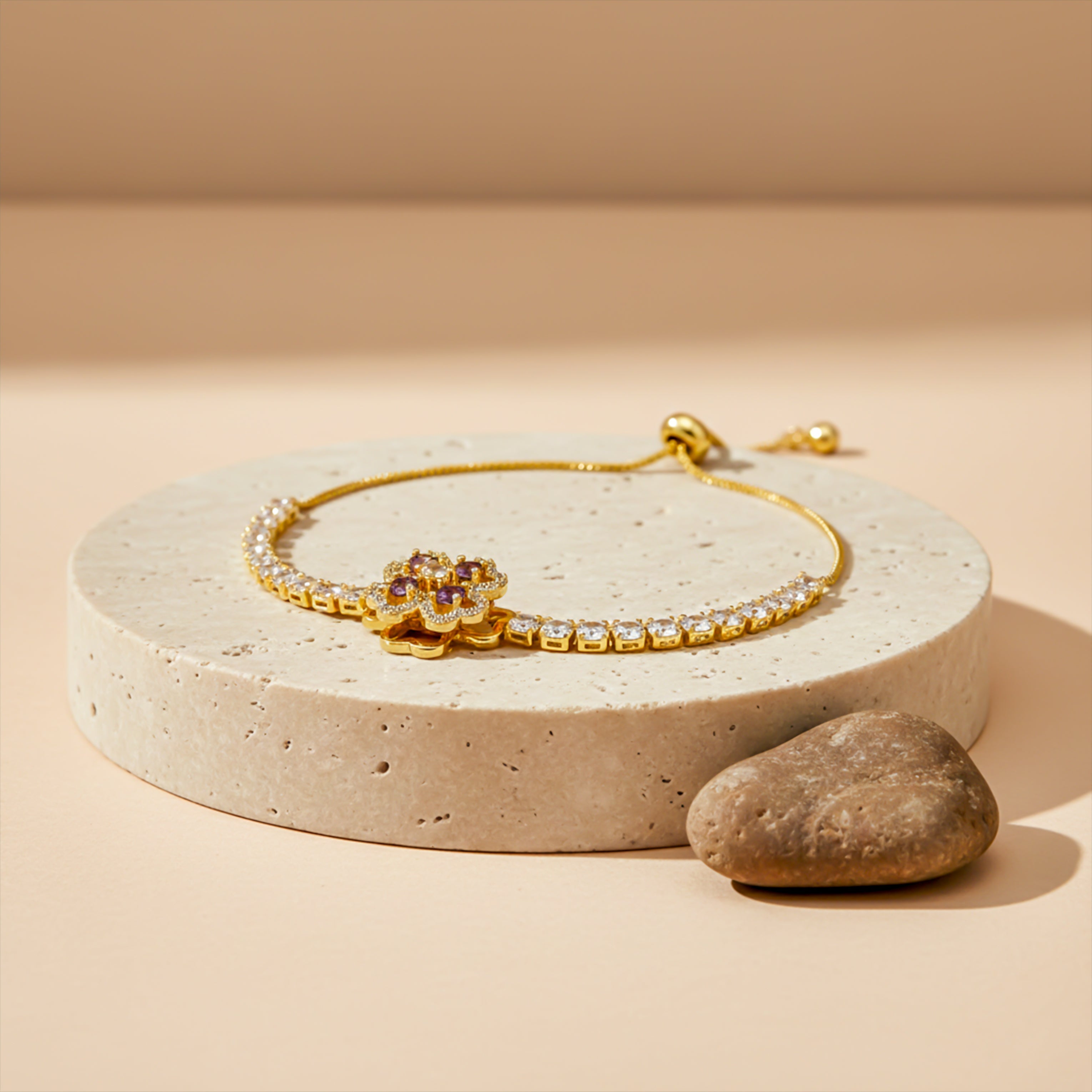 Floral Tennis Bracelet for women in Gold - Finora Jewels