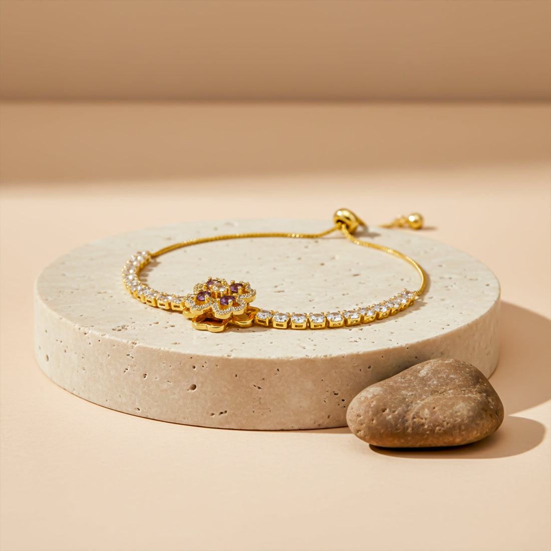 Floral Tennis Bracelet for women in Gold - Finora Jewels