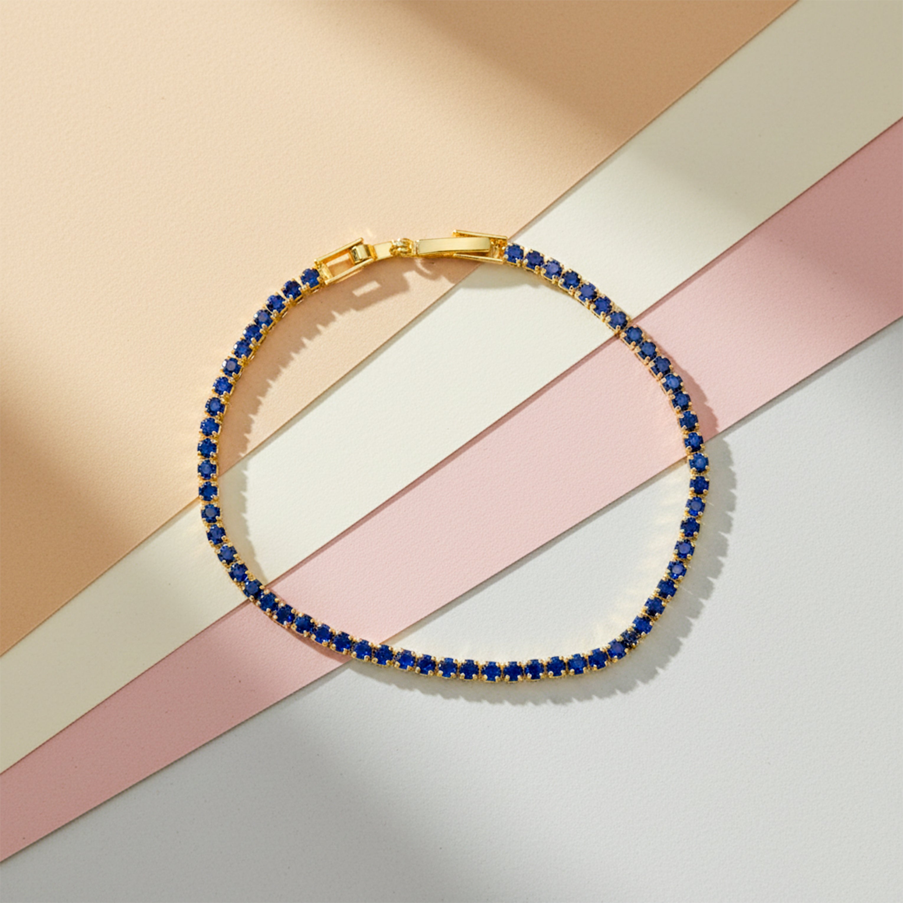 Royal Blue Sapphire Tennis Bracelet for women in Gold - Finora Jewels