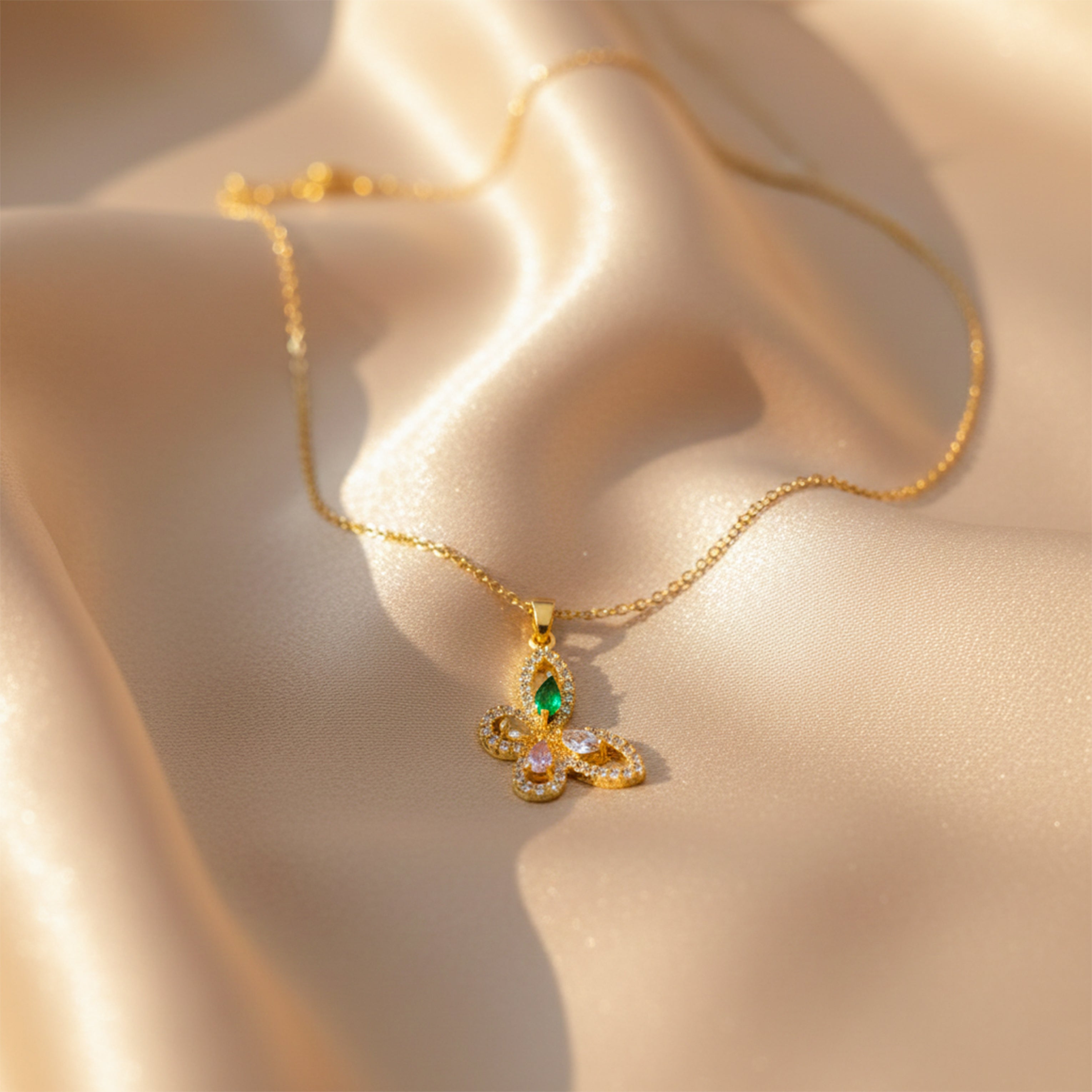 Women Necklace Multicolor Butterfly CZ Gold jewellery - Finora Jewels