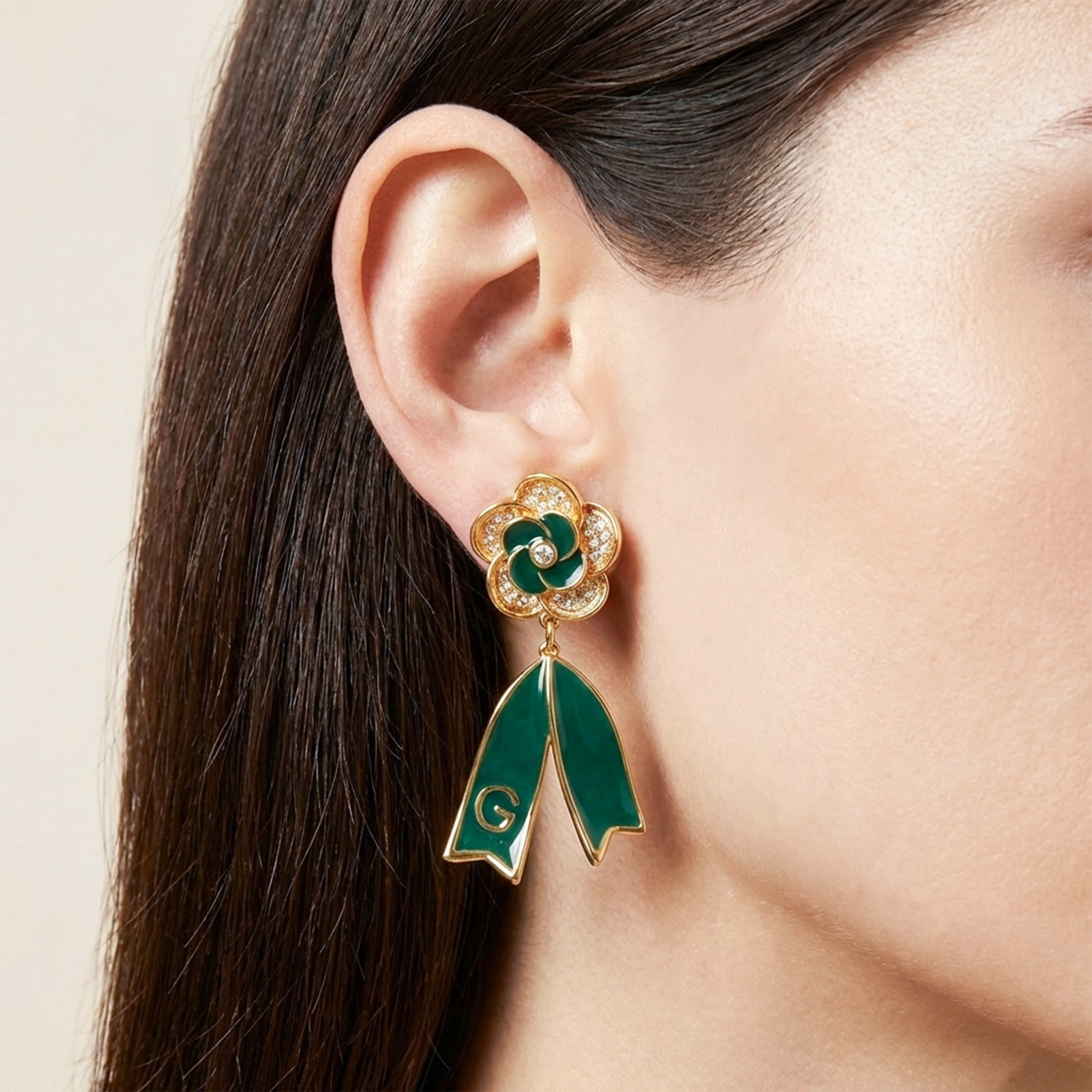 Women Stud Earrings Emerald Bloom Drop Gold jewellery - Finora Jewels
