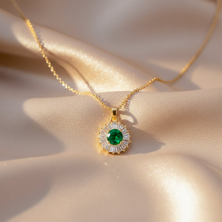Verde Jade Bloom Zirconia Locket Link Set GWN -82