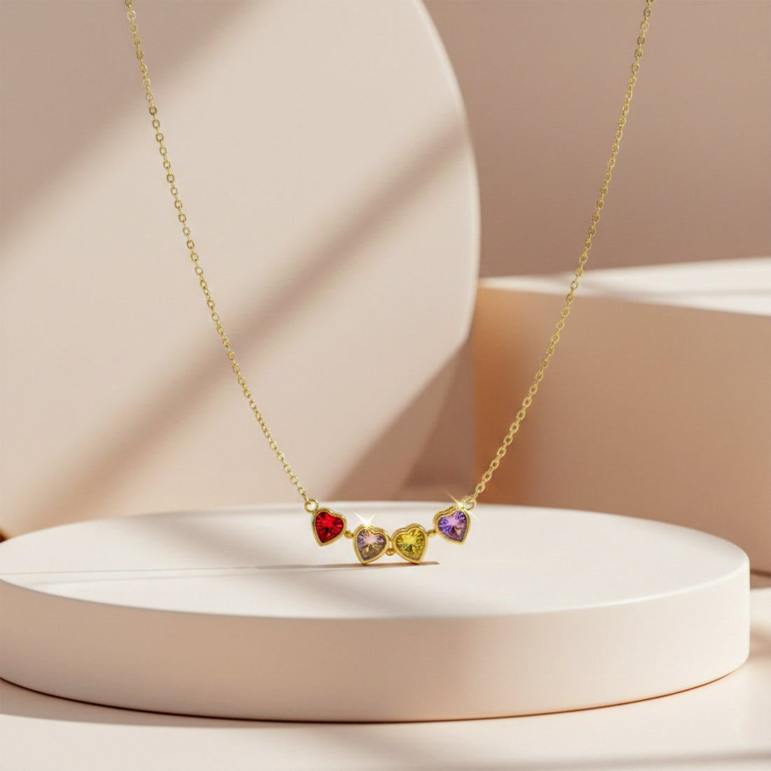 Multicolor Heart Clover Necklace for women in Gold - Finora Jewels