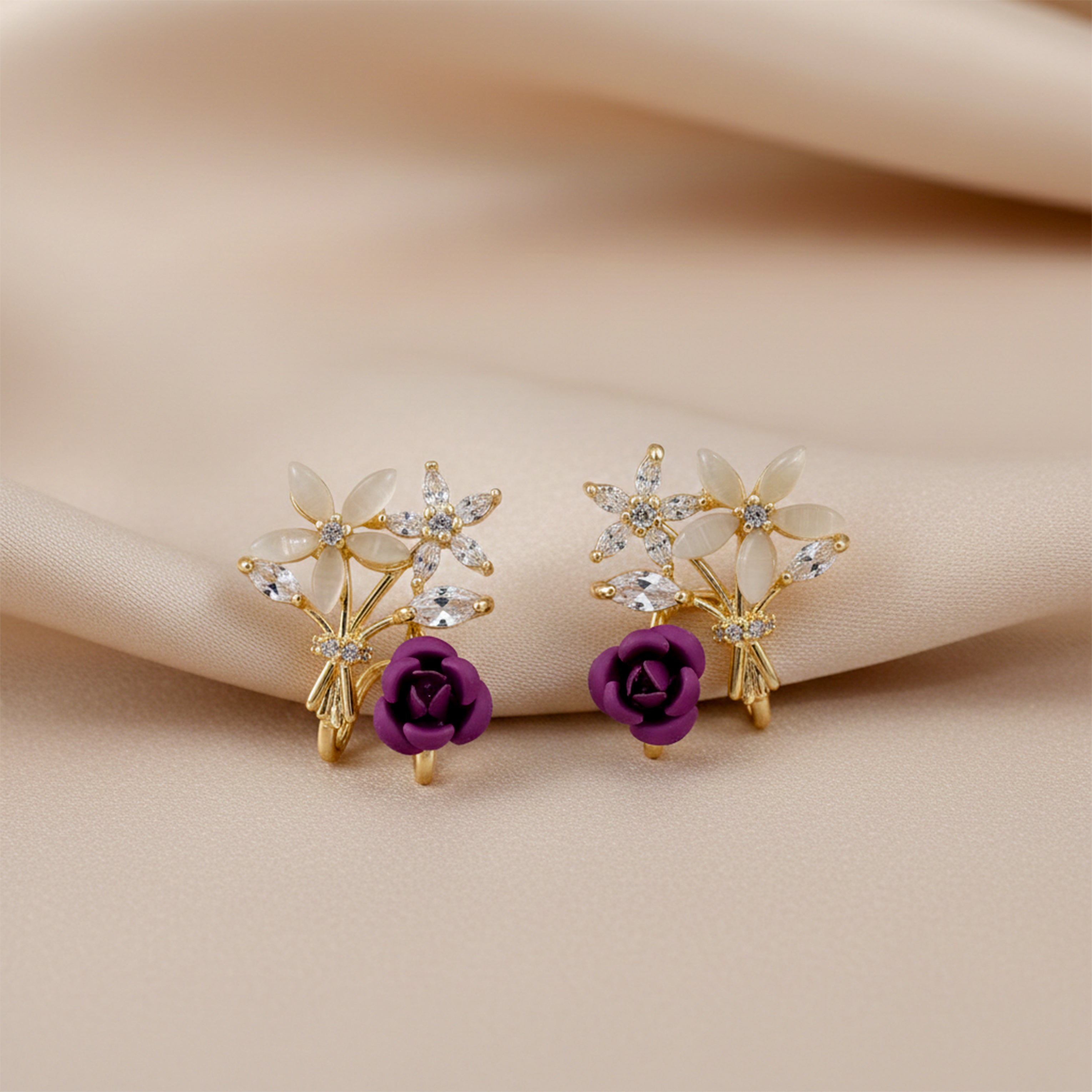 Crystal Stud Stud Earrings for women in Gold - Finora Jewels