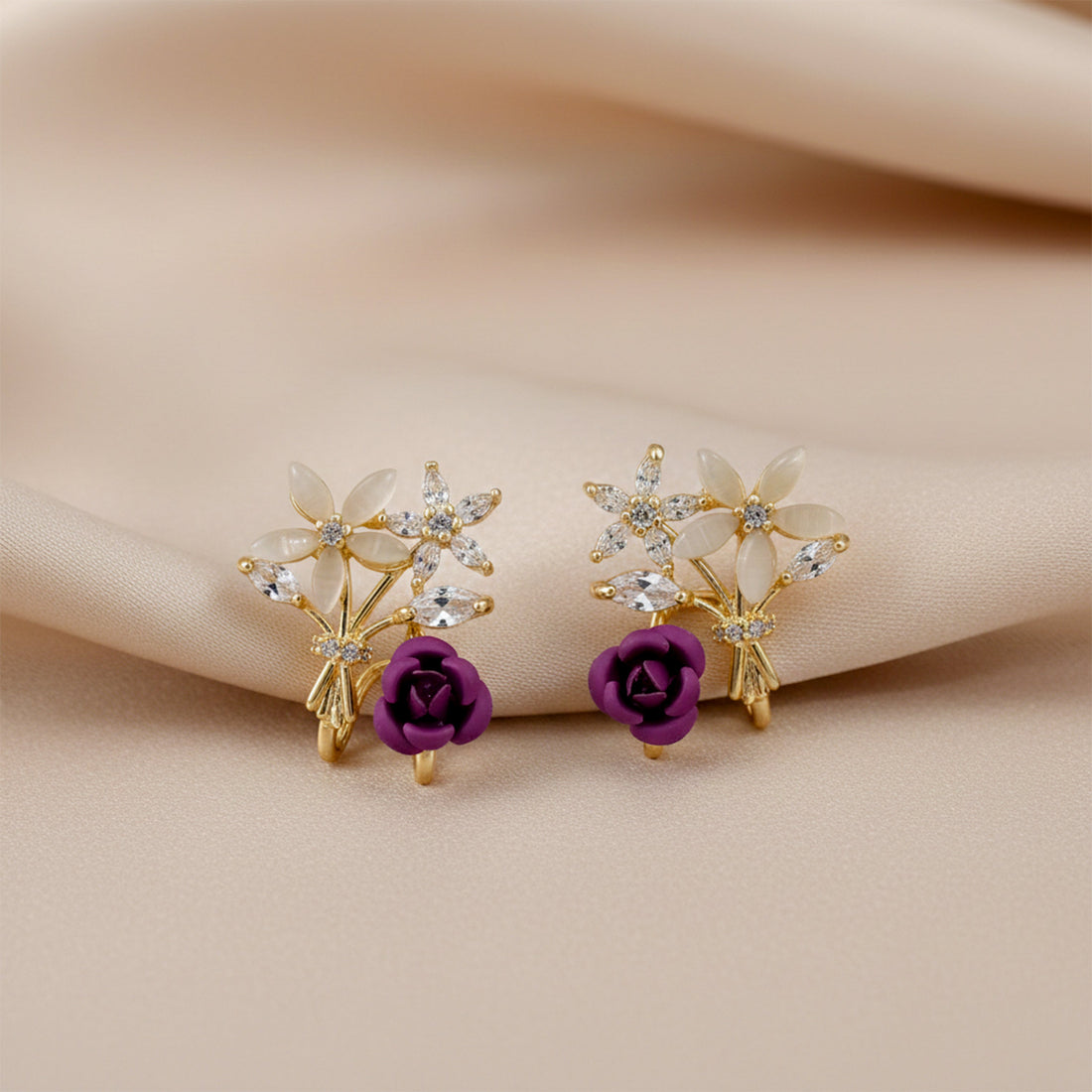 Crystal Stud Stud Earrings for women in Gold - Finora Jewels