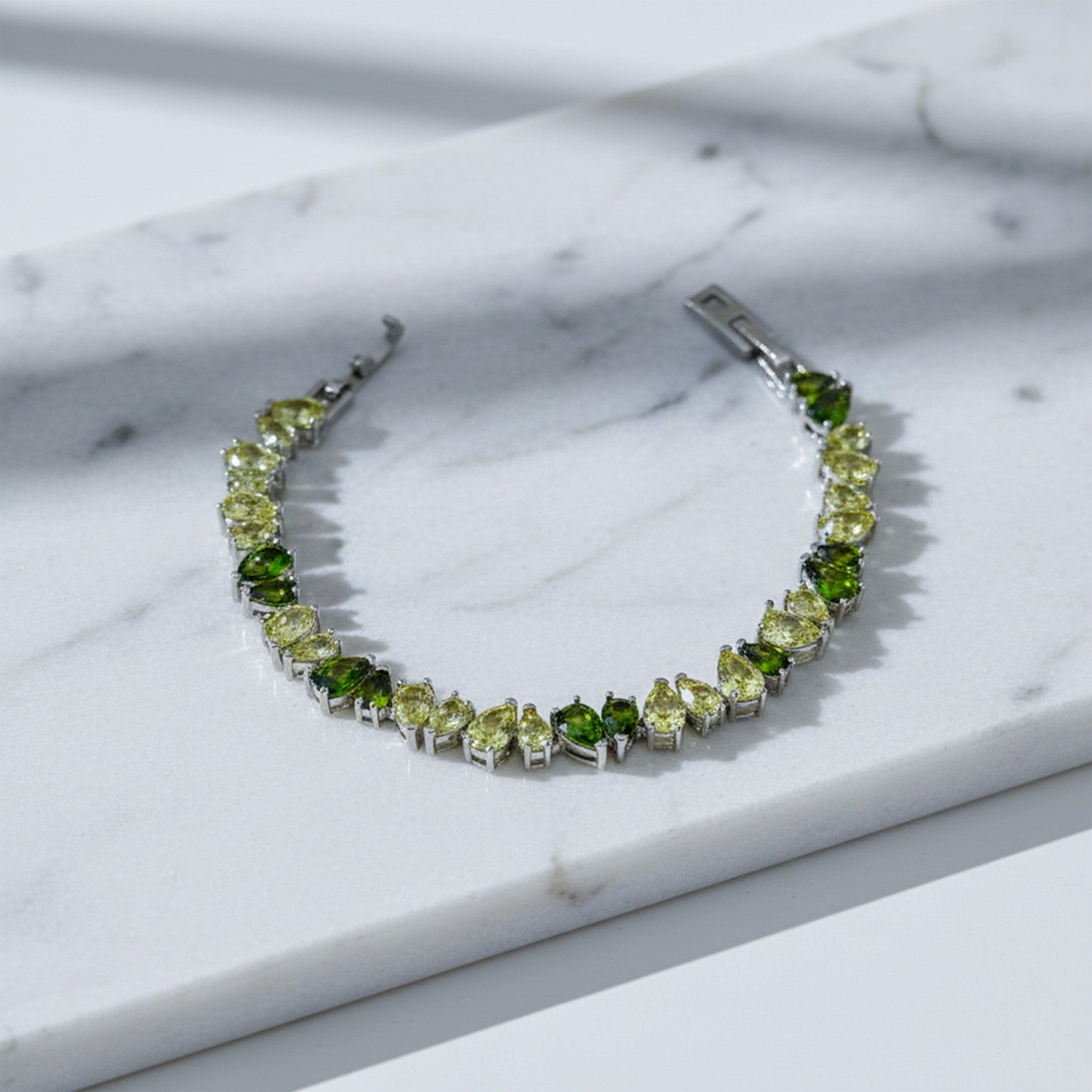 Women Bracelet Green Tennis Silver jewellery - Finora Jewels