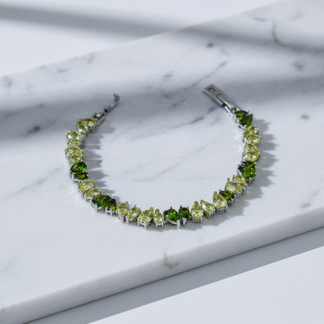 Women Bracelet Green Tennis Silver jewellery - Finora Jewels