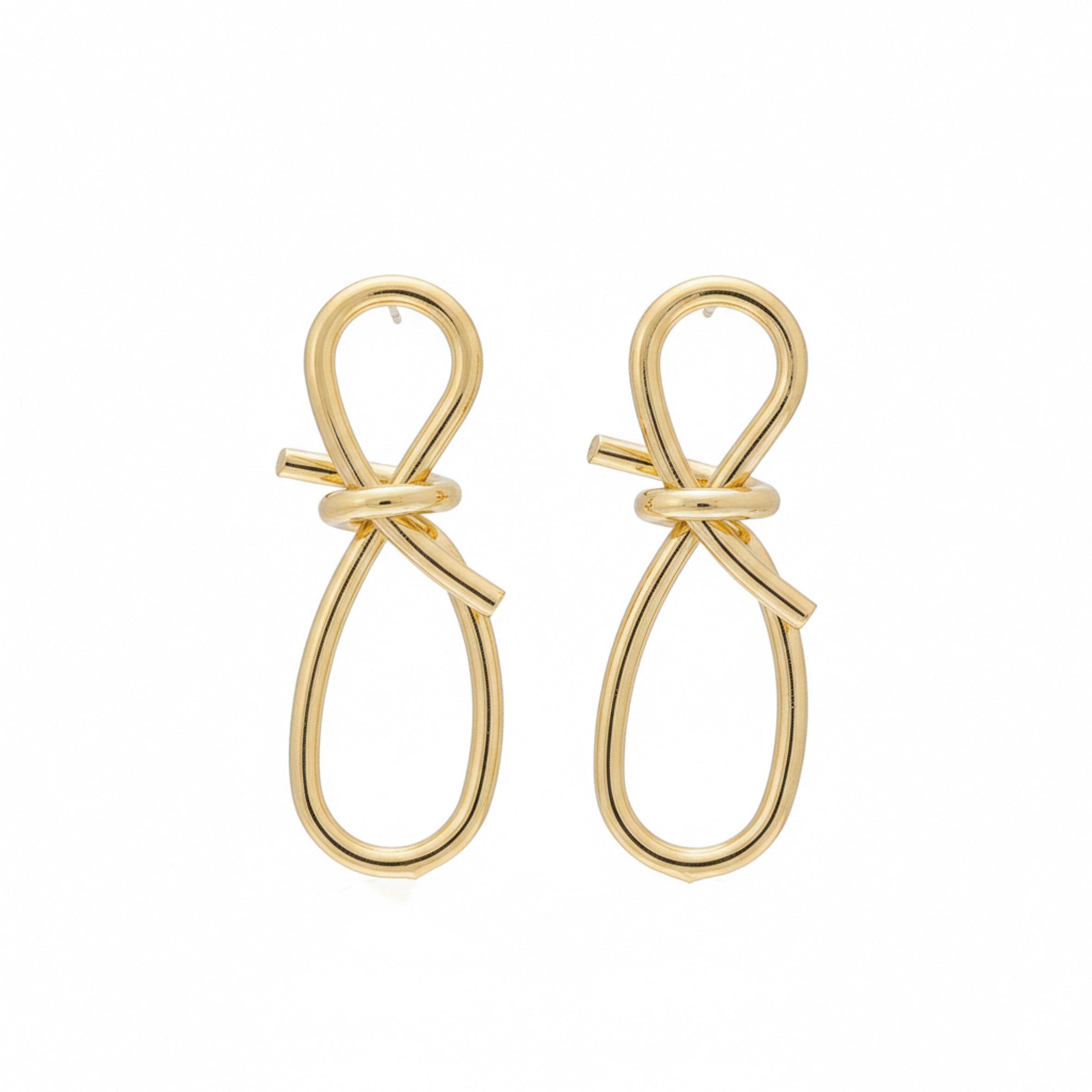 Gold Ribbon Loop Luxe Drop Drop Earrings for women - Finora Jewels