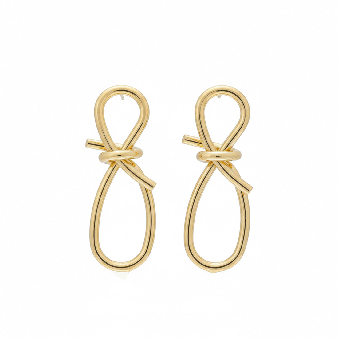 Gold Ribbon Loop Luxe Drop Drop Earrings for women - Finora Jewels