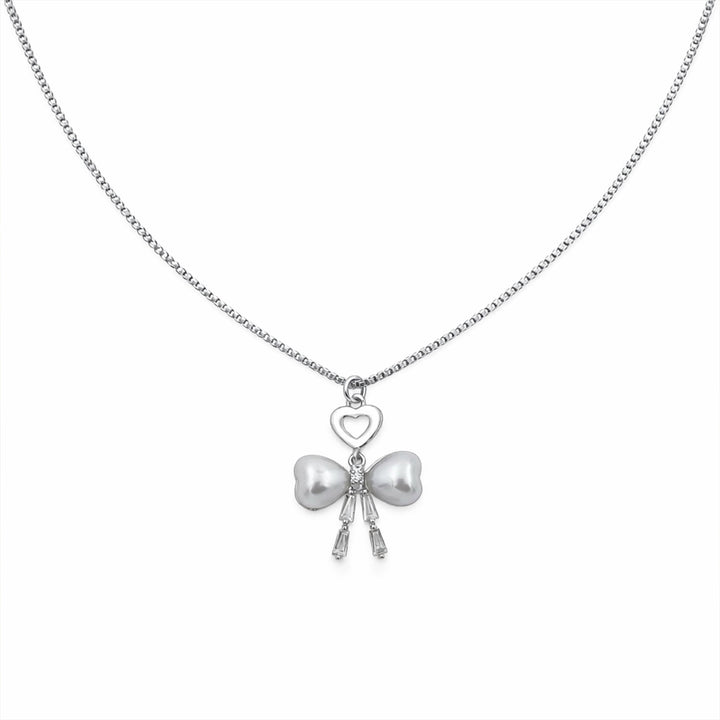 Silver Moti Bow Love Locket Link Set GWN -52