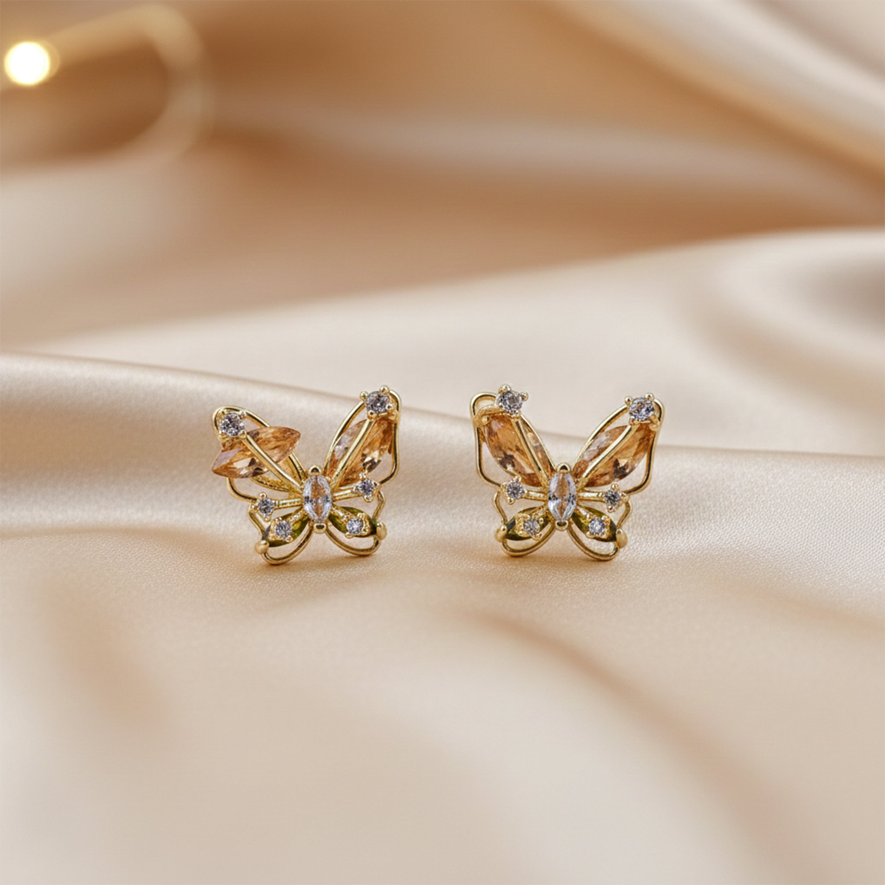 Elegant Butterfly Crystal Stud Stud Earrings for women in Gold - Finora Jewels