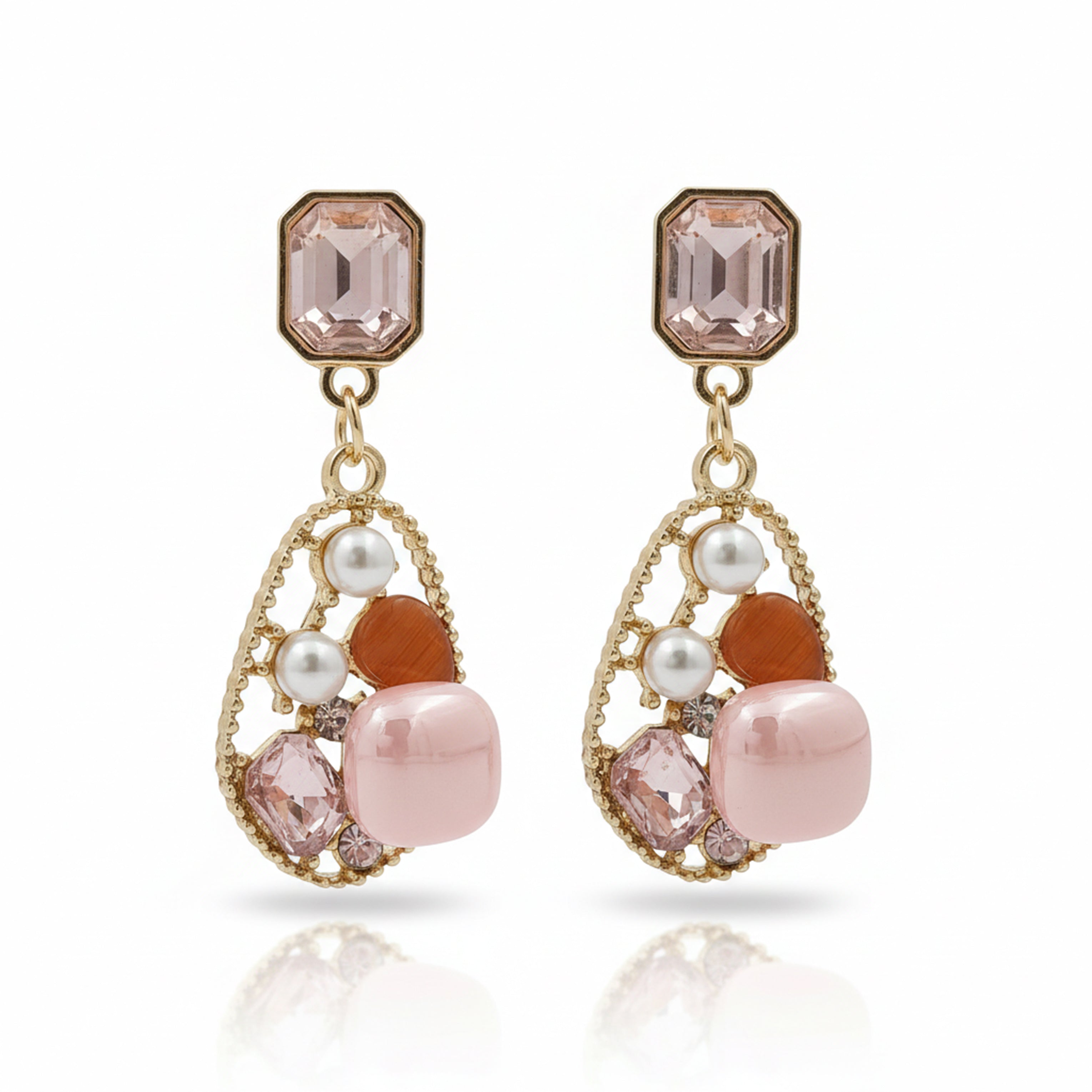 Women Stud Earrings Pearl Drop Gold jewellery - Finora Jewels