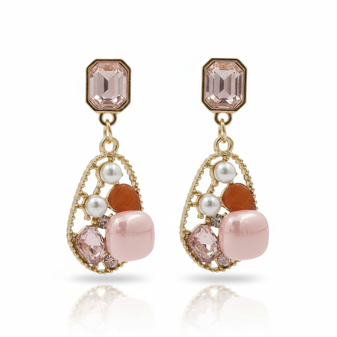 Women Stud Earrings Pearl Drop Gold jewellery - Finora Jewels