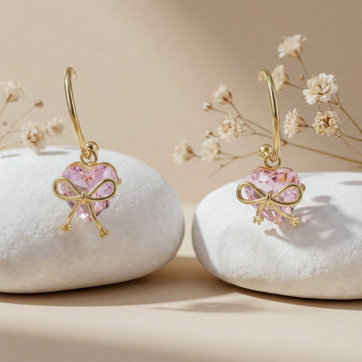 Heart Bow Hoop Earrings