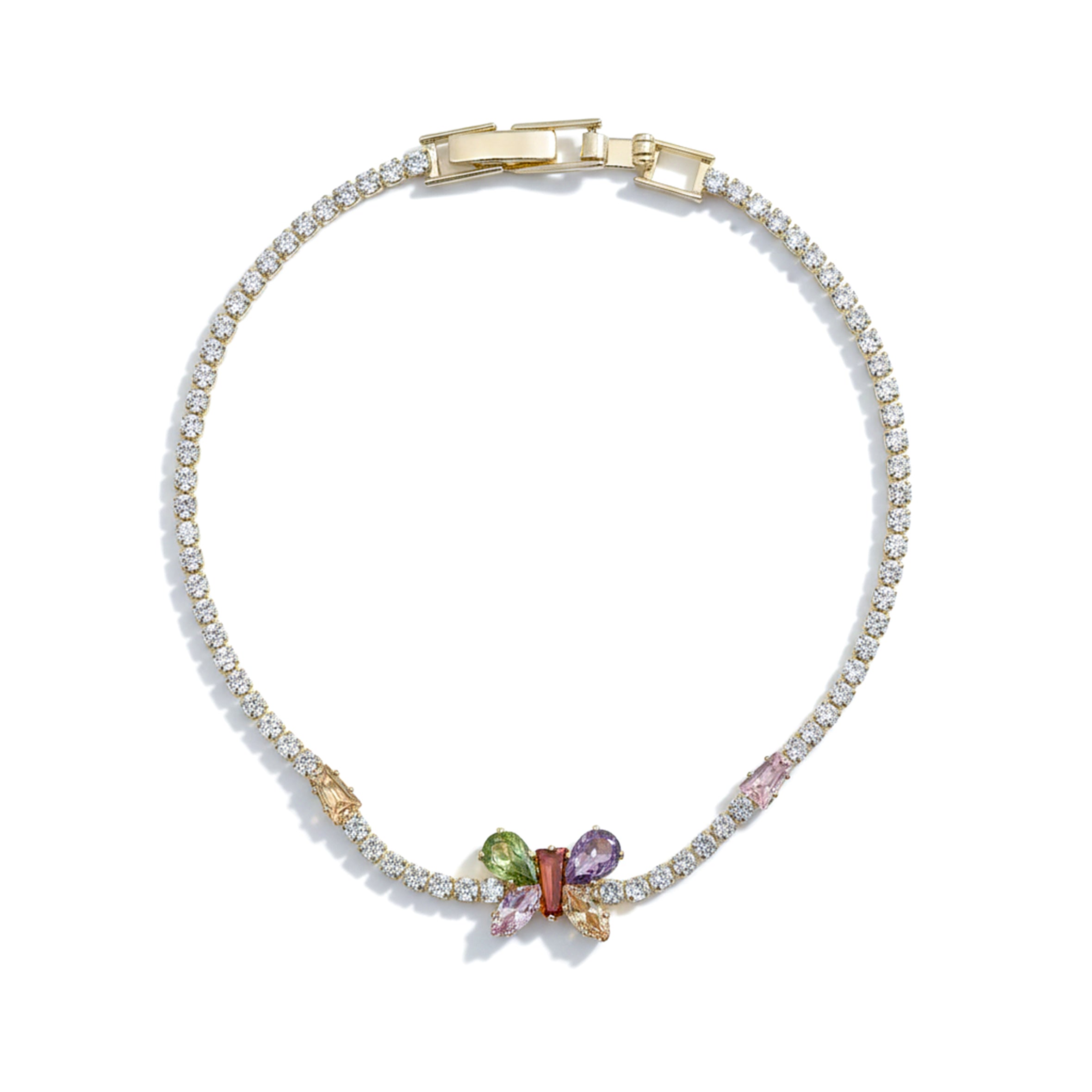 Multicolor Floral Tennis Bracelet for women in Gold - Finora Jewels