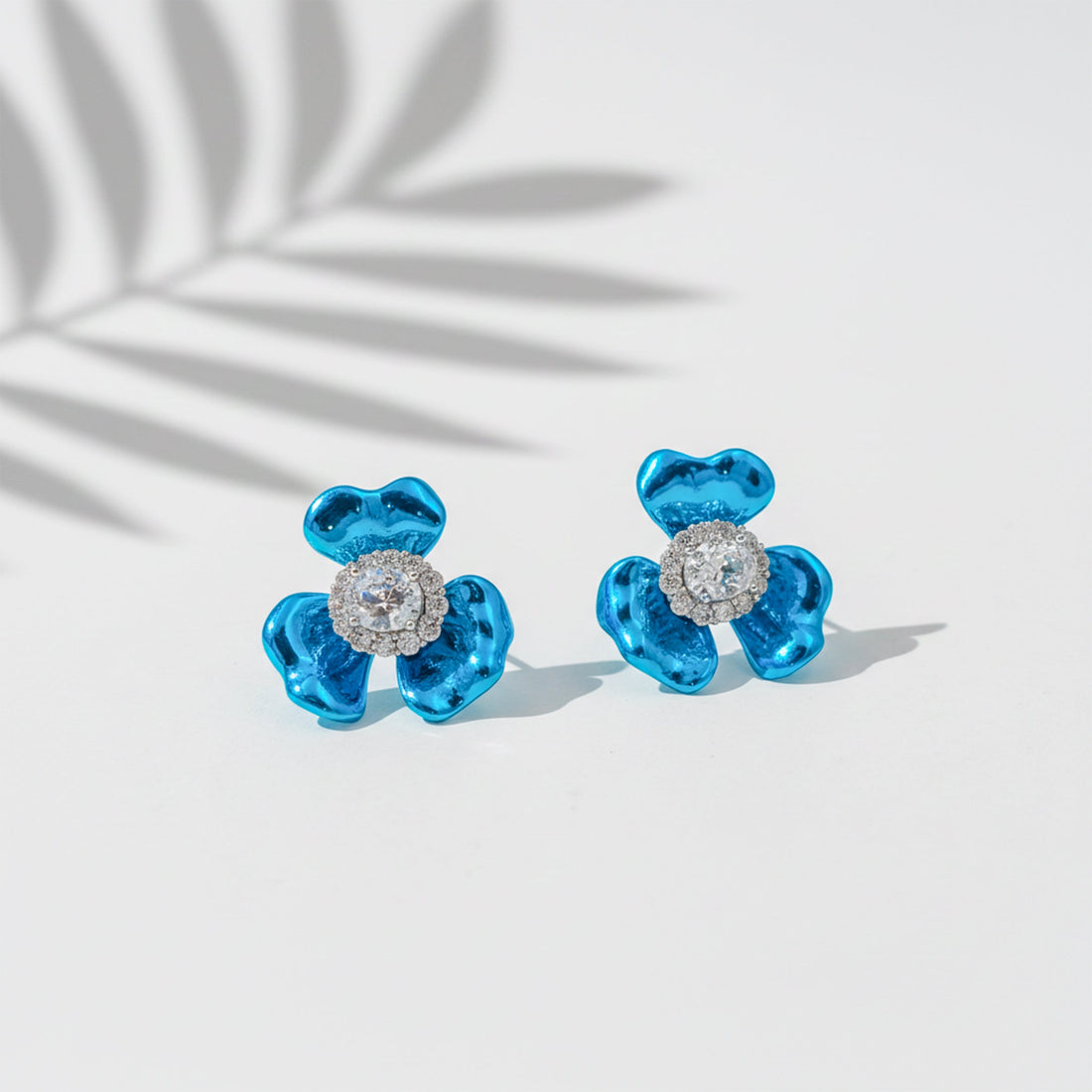 Blue Foliage Cubic Zirconia Studs GWE -108