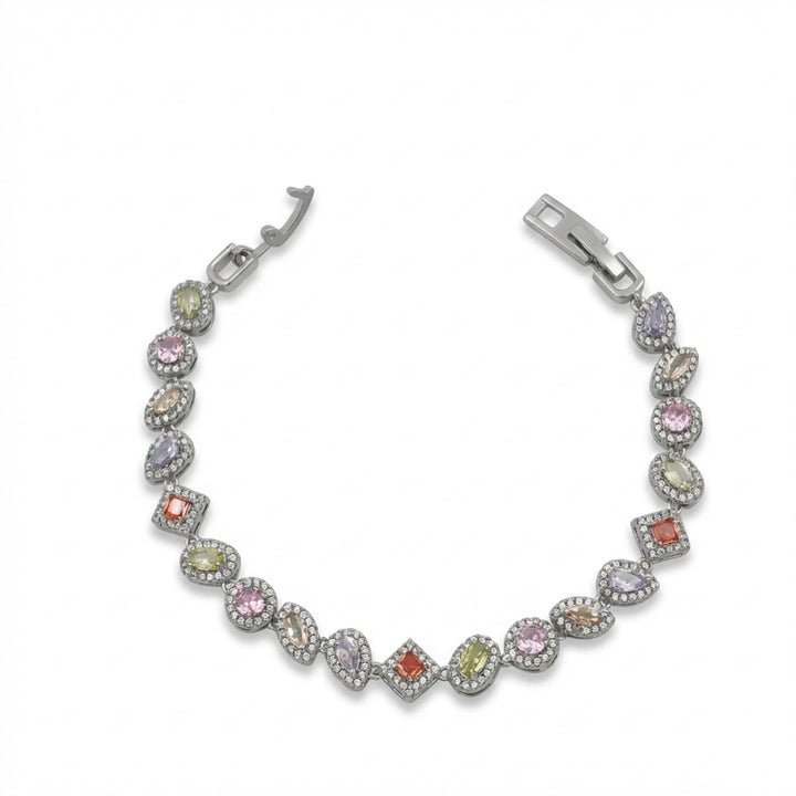 Pastel Multicolor Halo Tennis Bracelet