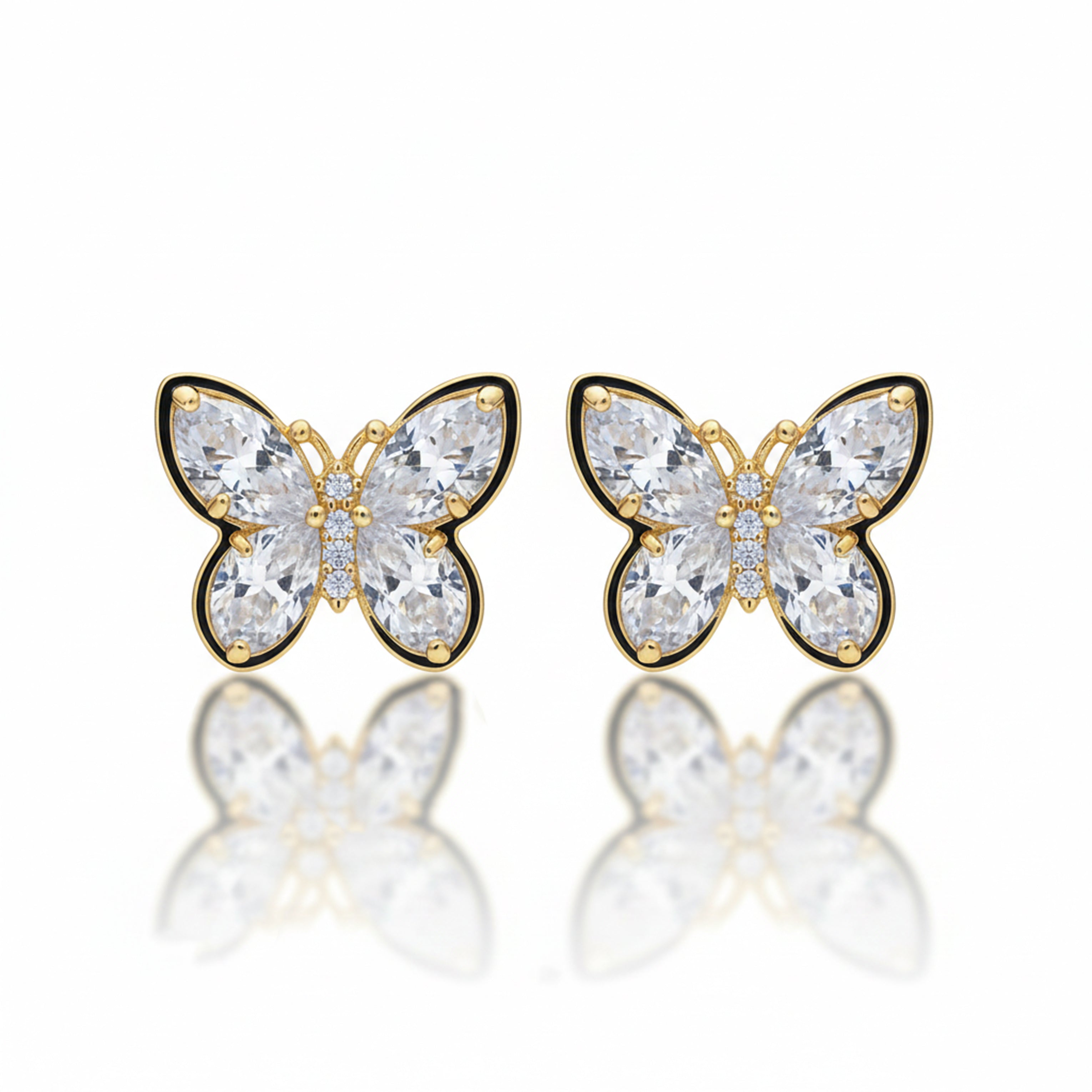 Graceful Papillon Cubic Zirconia Post Ear Studs GWE -130