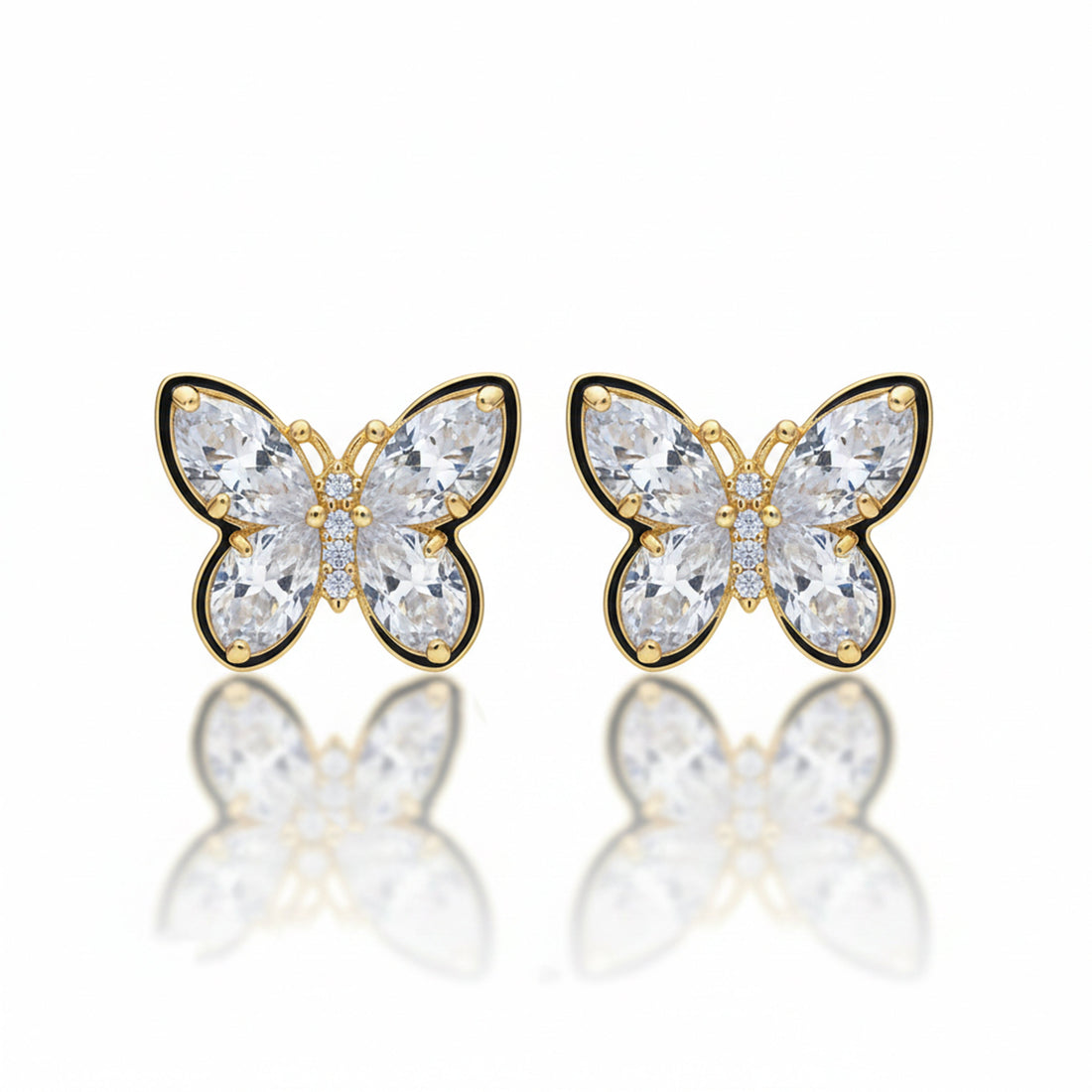 Graceful Papillon Cubic Zirconia Post Ear Studs GWE -130